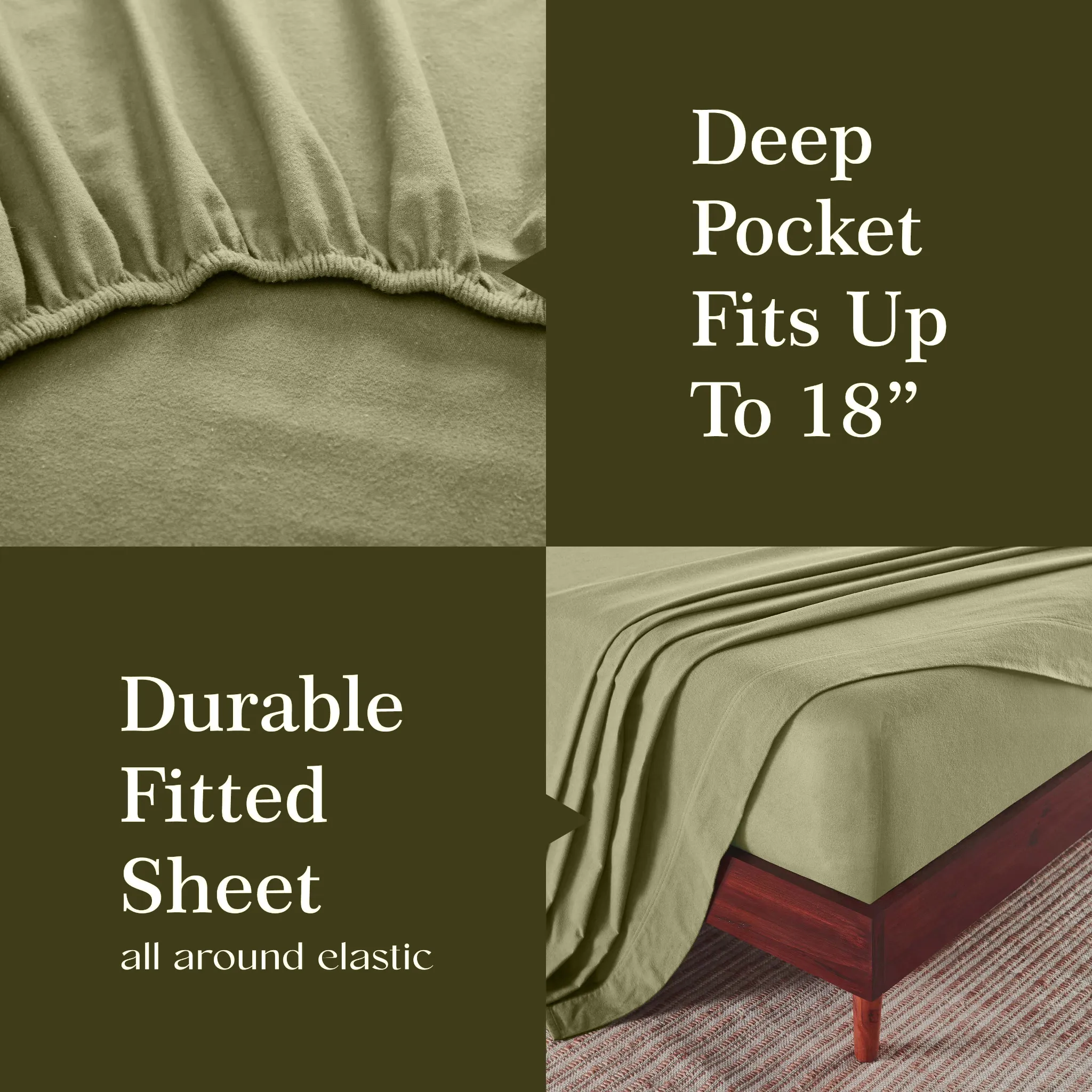 100% Cotton Flannel Solid Deep Pocket Bed Sheet Set - Image 84