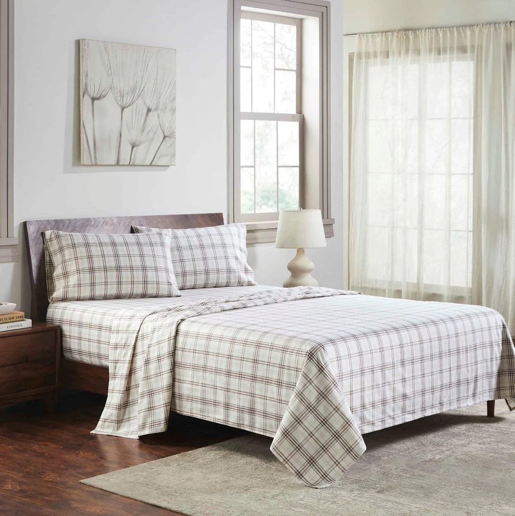 100% Cotton Flannel Sheet Set Plaid Classic Modern Farmhouse Deep Pocket - Image 13