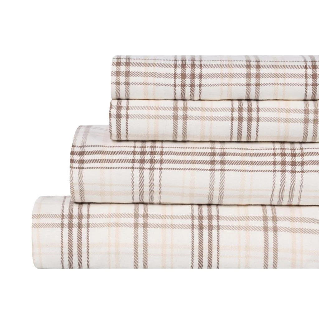100% Cotton Flannel Sheet Set Plaid Classic Modern Farmhouse Deep Pocket - Image 14