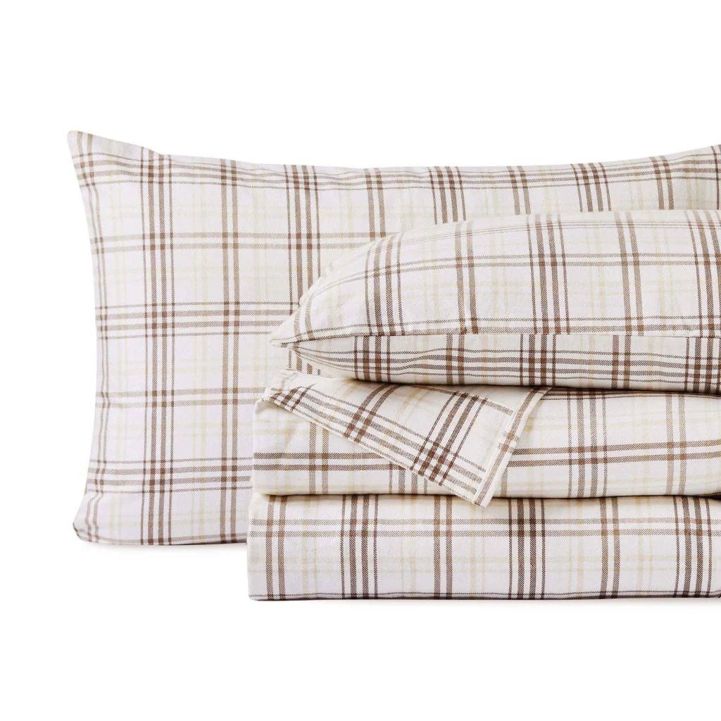 100% Cotton Flannel Sheet Set Plaid Classic Modern Farmhouse Deep Pocket - Image 16