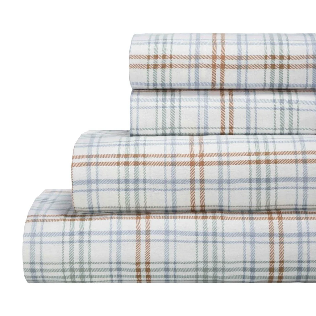 100% Cotton Flannel Sheet Set Plaid Classic Modern Farmhouse Deep Pocket - Image 2