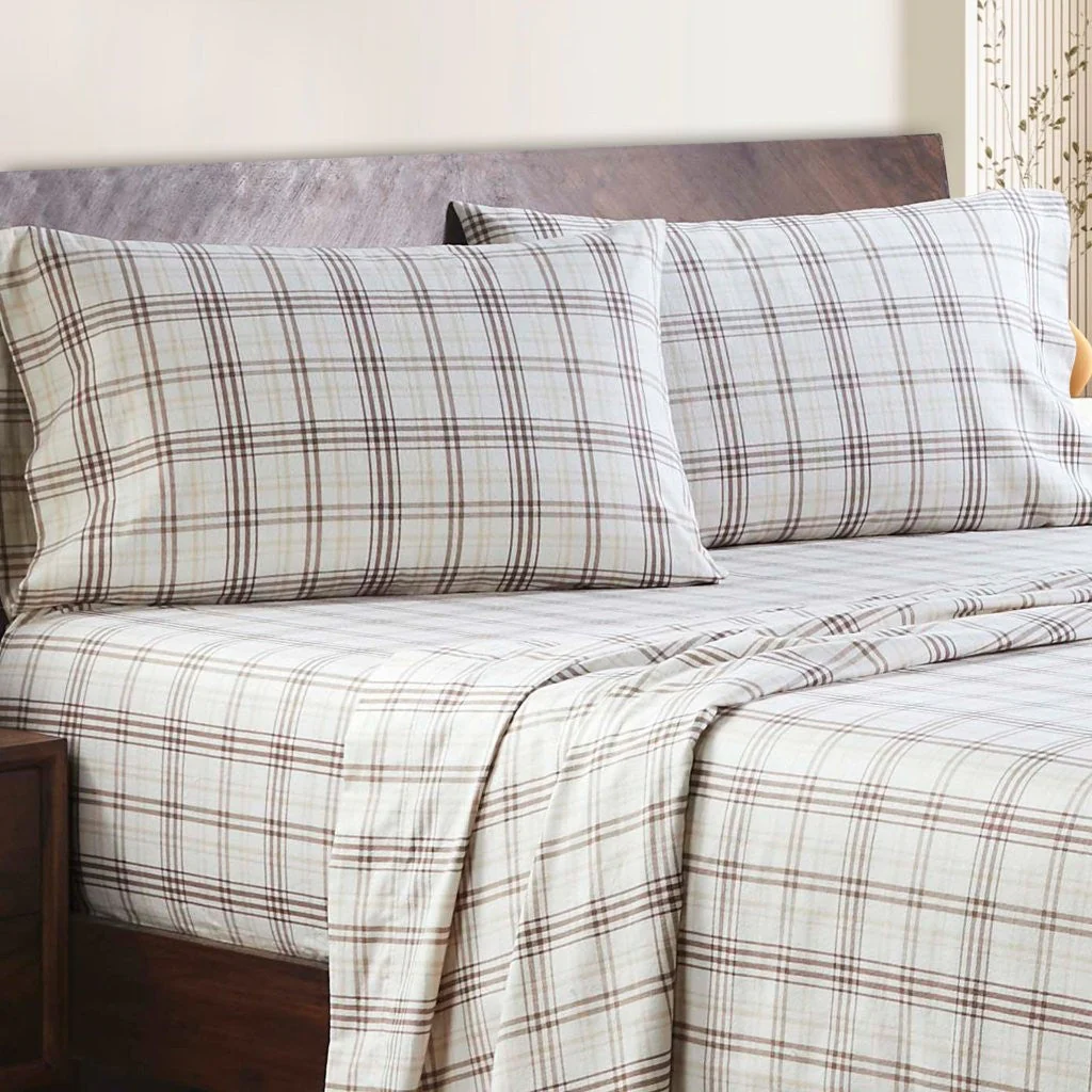 100% Cotton Flannel Sheet Set Plaid Classic Modern Farmhouse Deep Pocket - Image 21