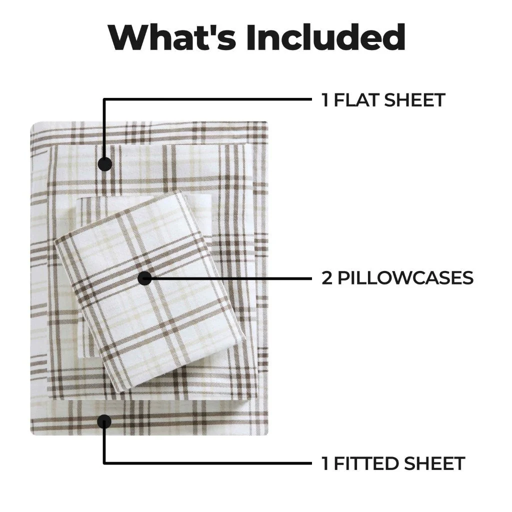 100% Cotton Flannel Sheet Set Plaid Classic Modern Farmhouse Deep Pocket - Image 22