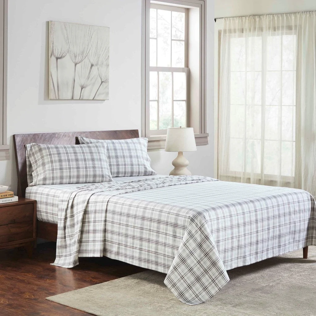 100% Cotton Flannel Sheet Set Plaid Classic Modern Farmhouse Deep Pocket - Image 25