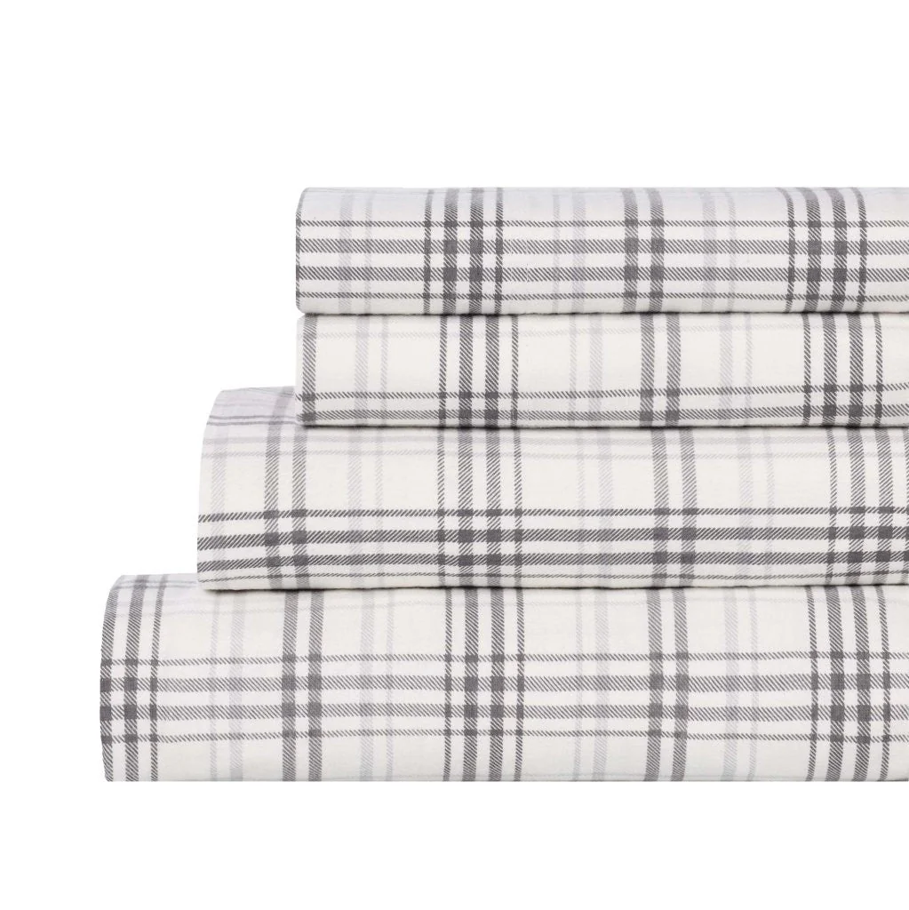 100% Cotton Flannel Sheet Set Plaid Classic Modern Farmhouse Deep Pocket - Image 26