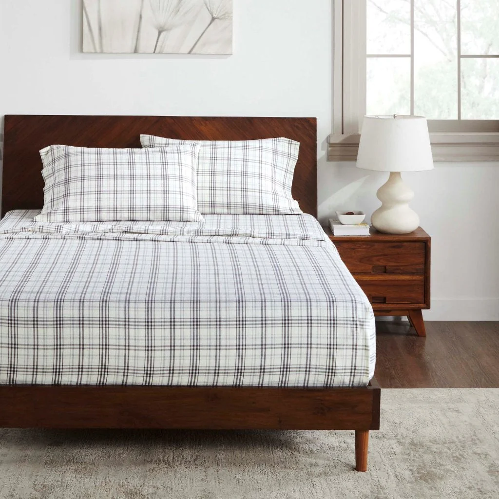 100% Cotton Flannel Sheet Set Plaid Classic Modern Farmhouse Deep Pocket - Image 27