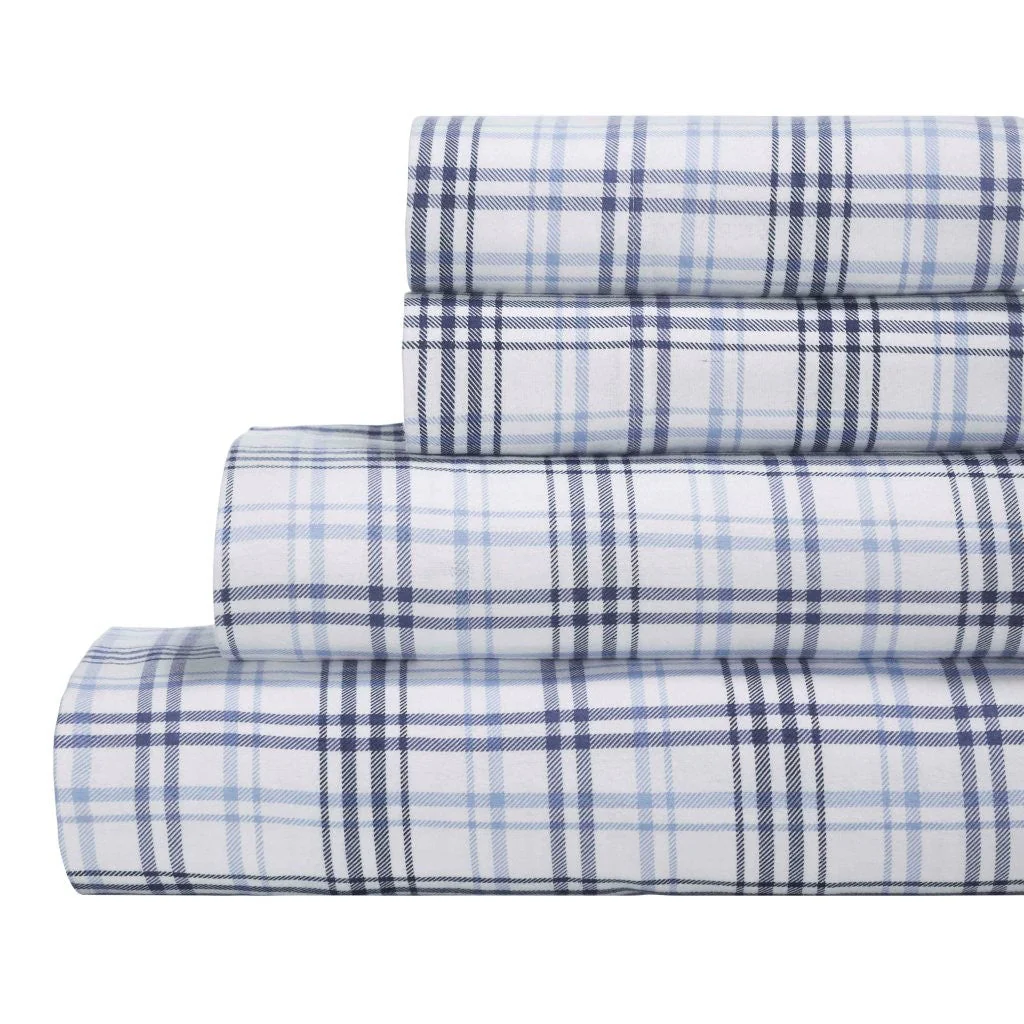 100% Cotton Flannel Sheet Set Plaid Classic Modern Farmhouse Deep Pocket - Image 38