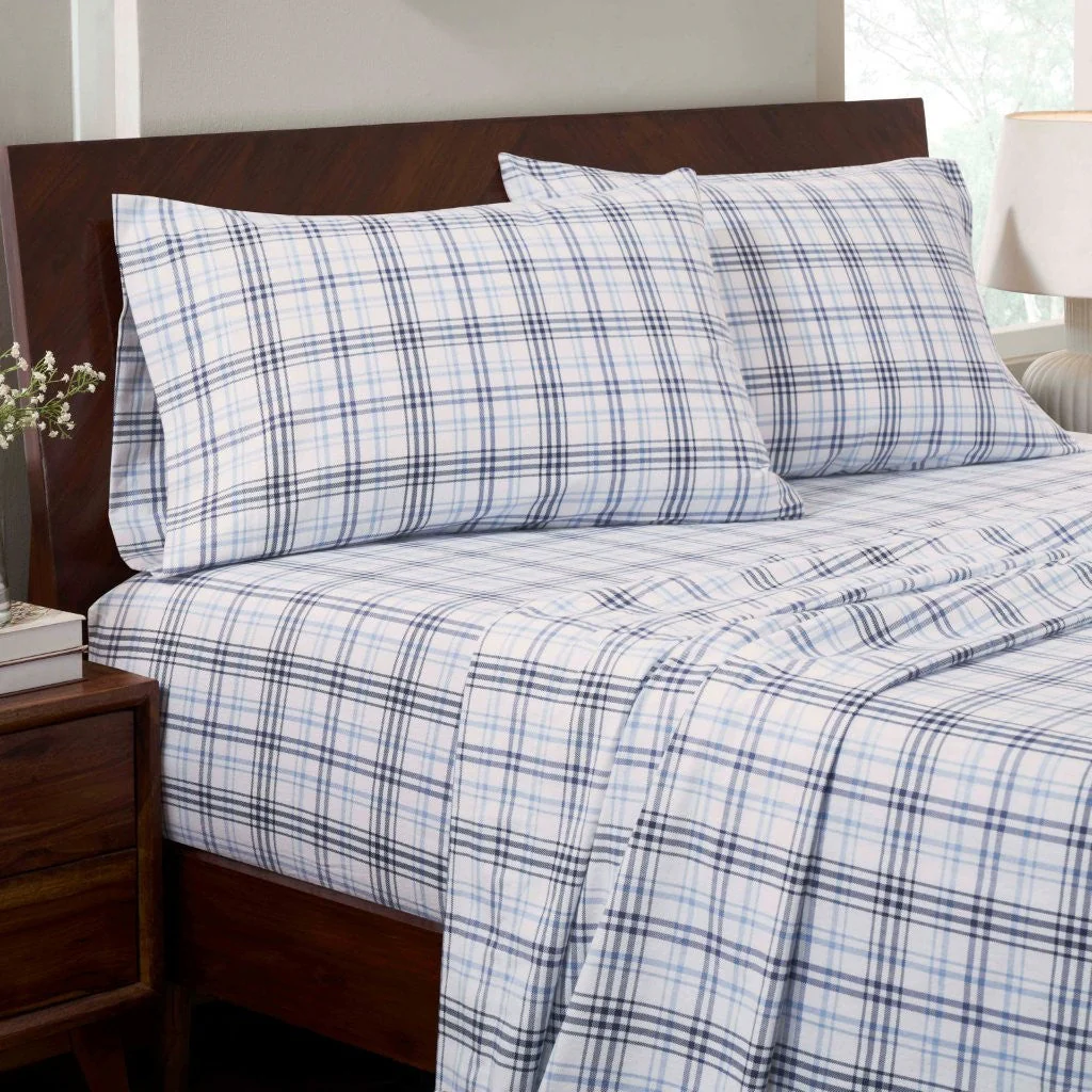 100% Cotton Flannel Sheet Set Plaid Classic Modern Farmhouse Deep Pocket - Image 45