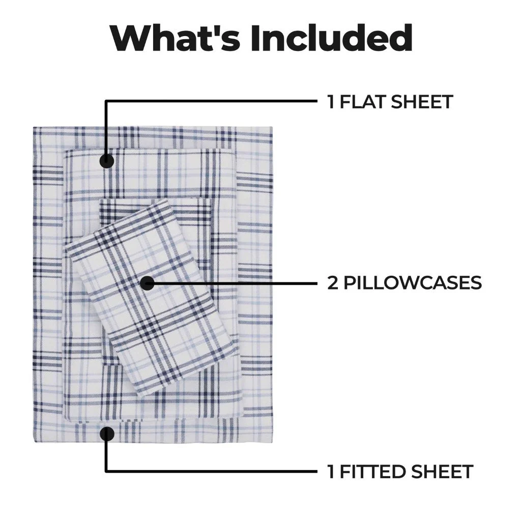 100% Cotton Flannel Sheet Set Plaid Classic Modern Farmhouse Deep Pocket - Image 46