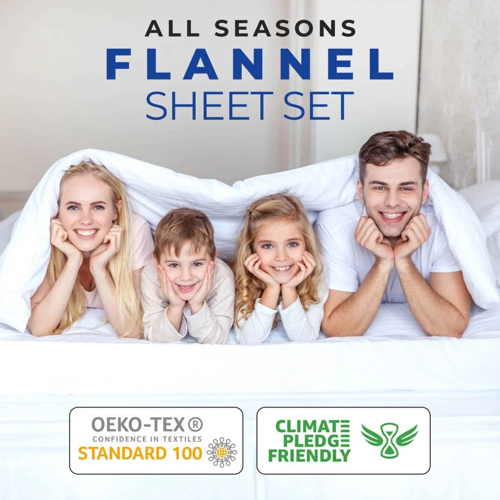 100% Cotton Flannel Sheet Set Plaid Classic Modern Farmhouse Deep Pocket - Image 49