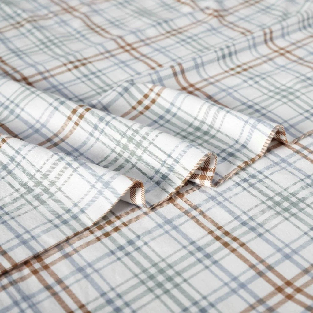 100% Cotton Flannel Sheet Set Plaid Classic Modern Farmhouse Deep Pocket - Image 8