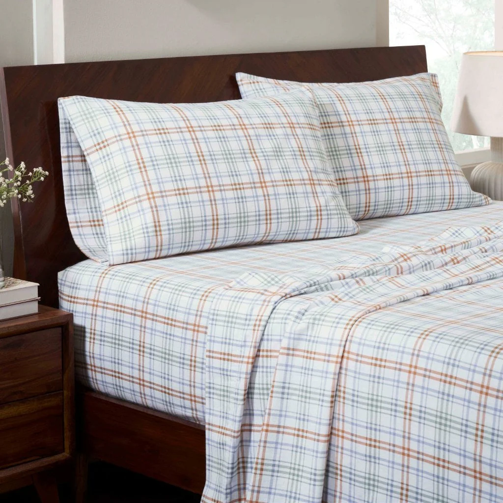 100% Cotton Flannel Sheet Set Plaid Classic Modern Farmhouse Deep Pocket - Image 9