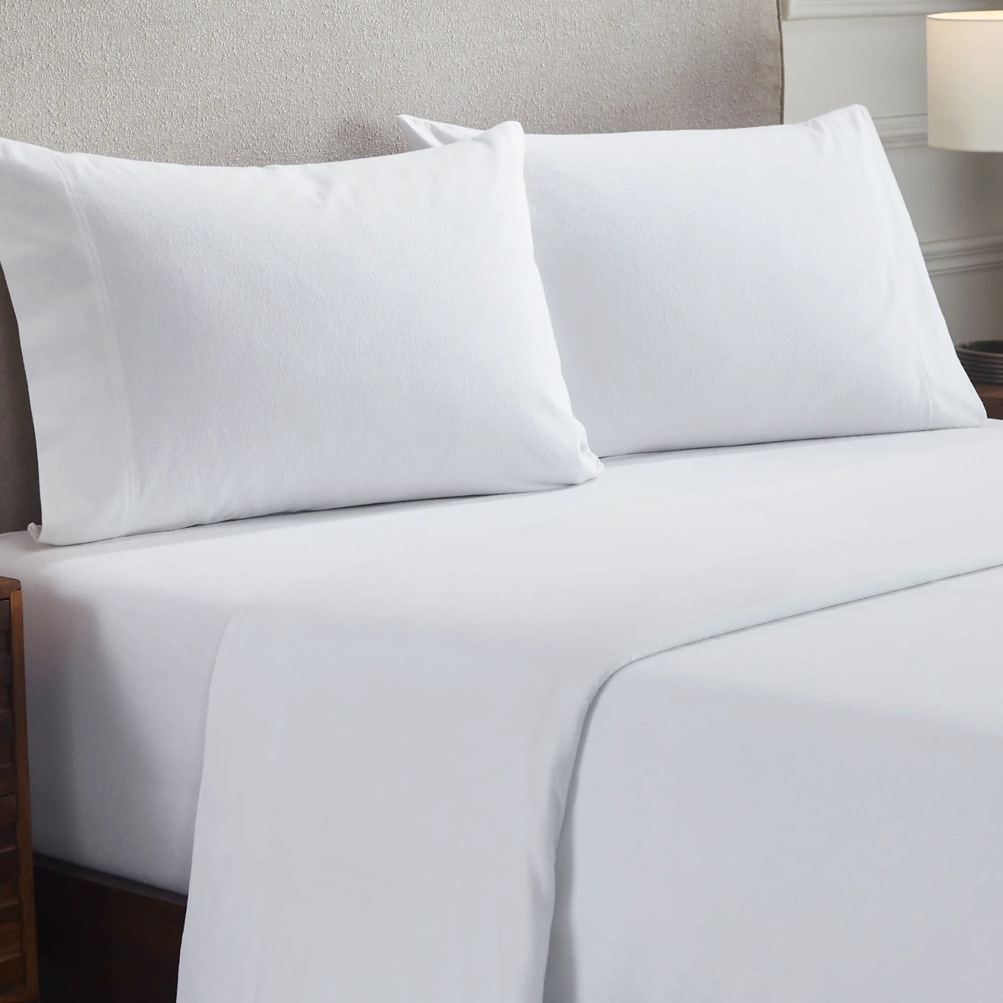 Solid Flannel Cotton Soft Fuzzy Pillowcases, Set of 2