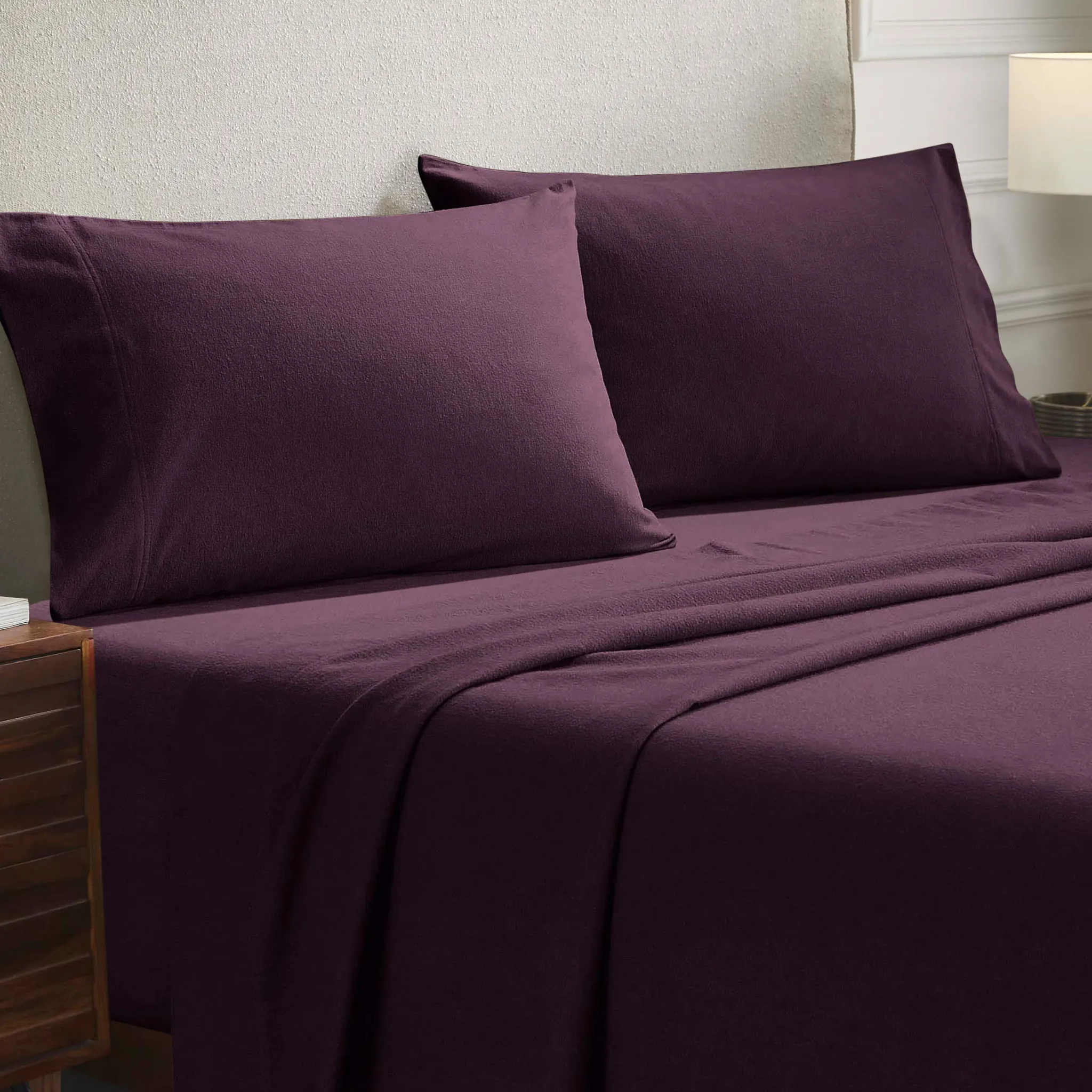 Solid Flannel Cotton Soft Fuzzy Pillowcases, Set of 2 - Image 46