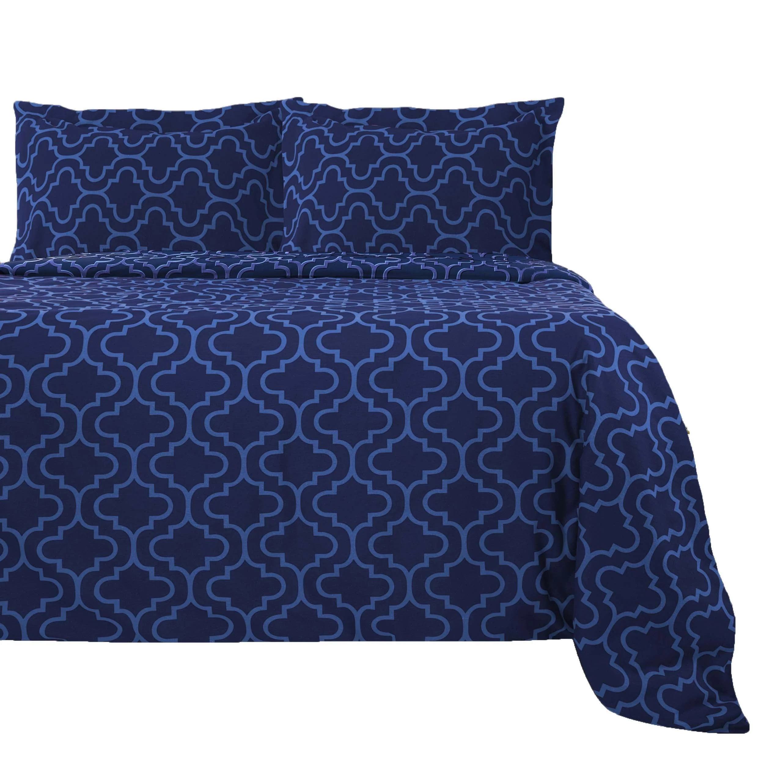 Cotton Flannel Trellis Duvet Cover Set with Button Closure - Image 12
