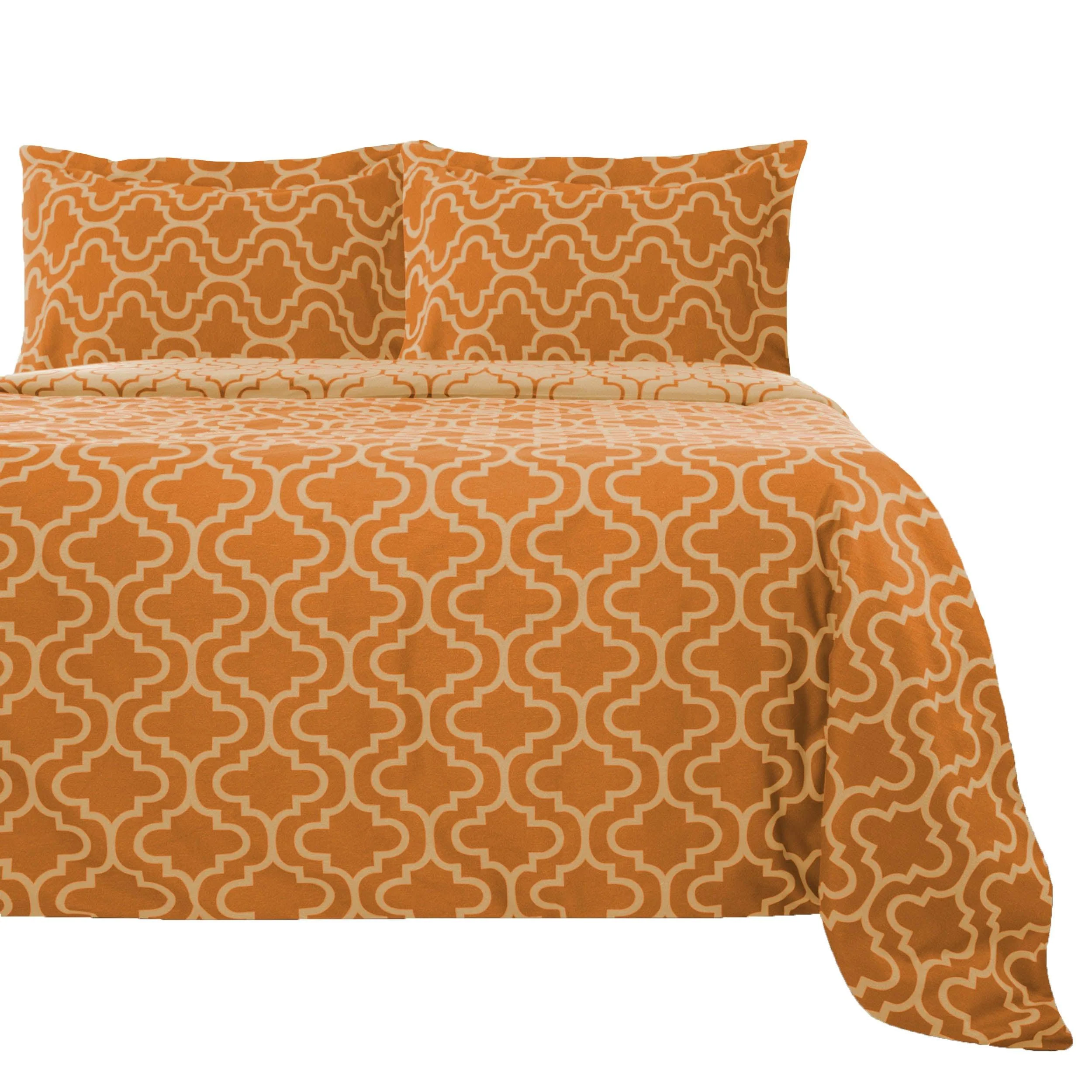 Cotton Flannel Trellis Duvet Cover Set with Button Closure - Image 13