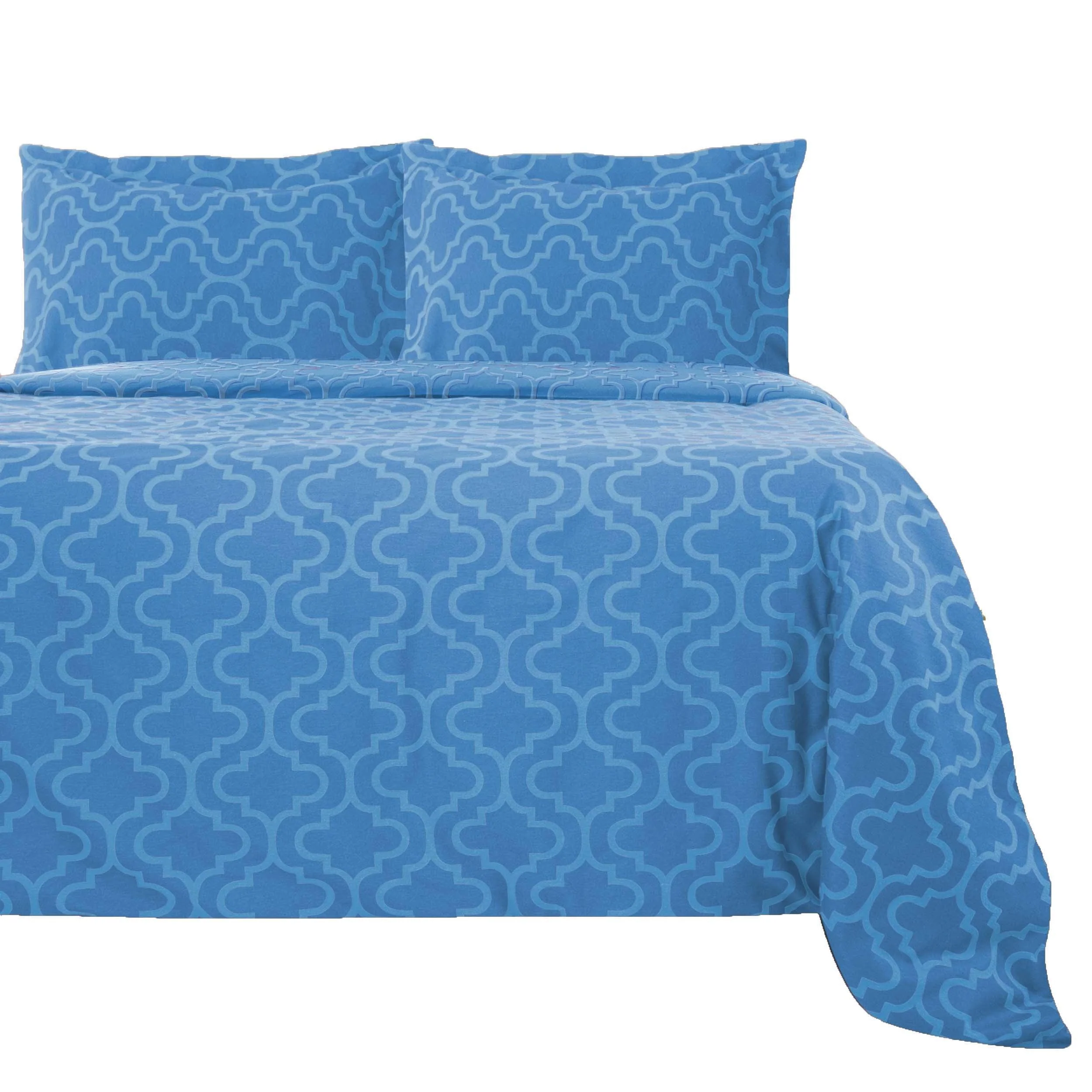 Cotton Flannel Trellis Duvet Cover Set with Button Closure - Image 6