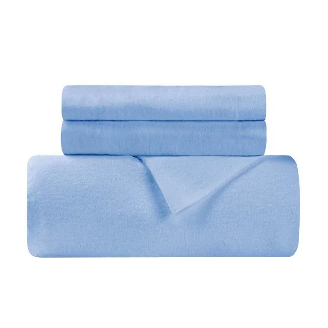 Cotton Flannel Solid Duvet Cover Set with Button Closure - Image 11