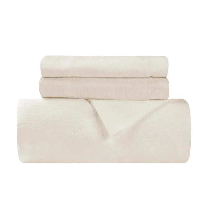 Cotton Flannel Solid Duvet Cover Set with Button Closure - Image 8