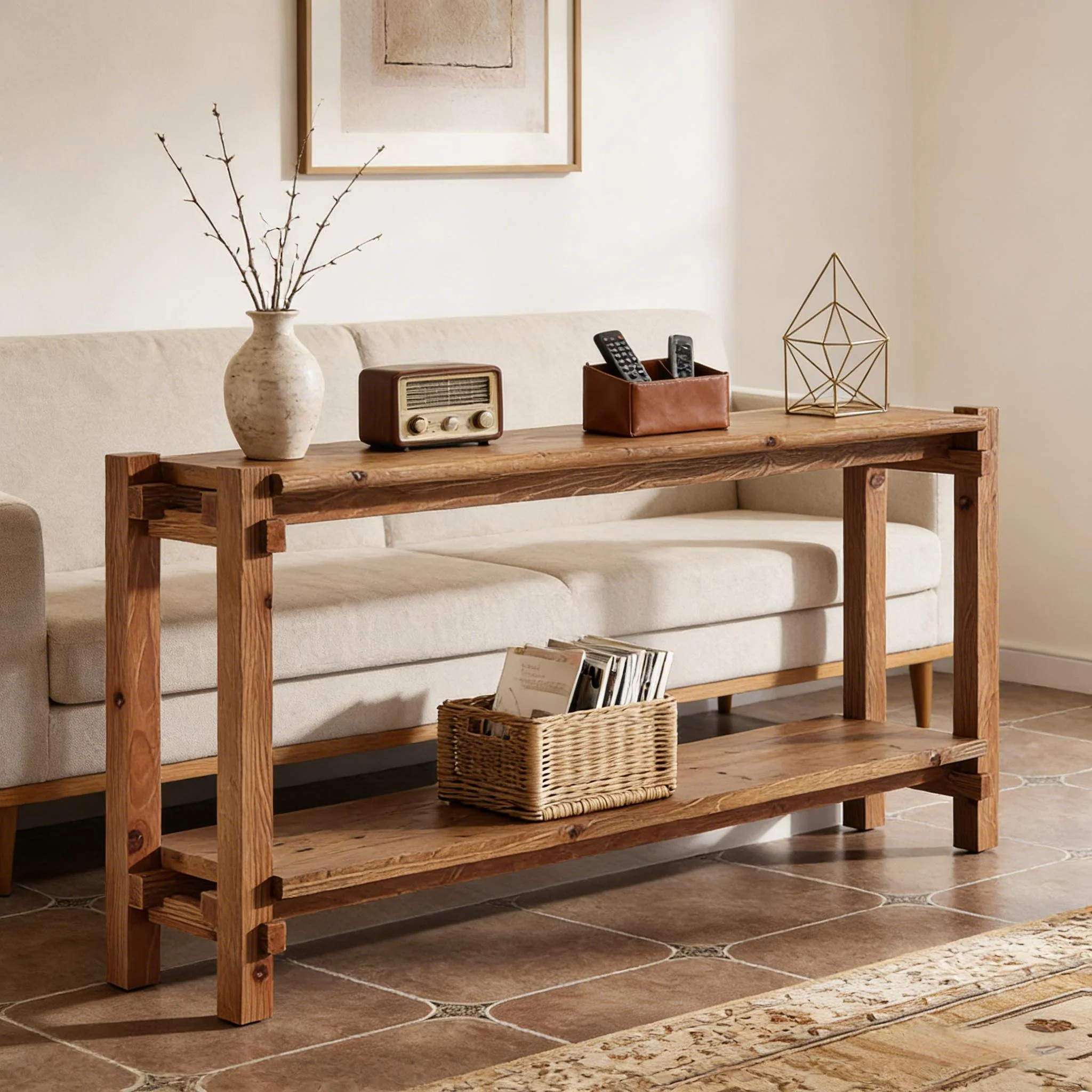 Couch Side Table, Console Table, Entryway Table, 2-Tier Foyer Table - Image 2