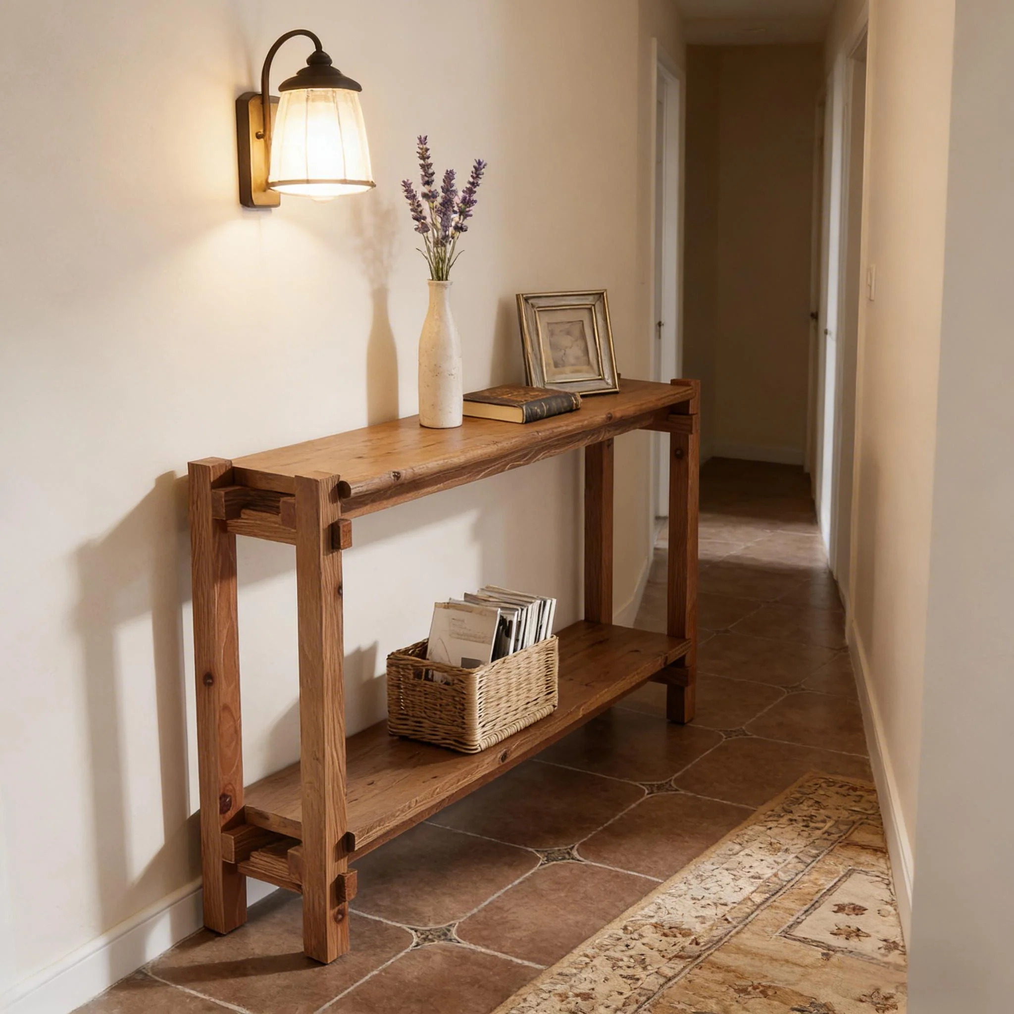 Couch Side Table, Console Table, Entryway Table, 2-Tier Foyer Table - Image 6