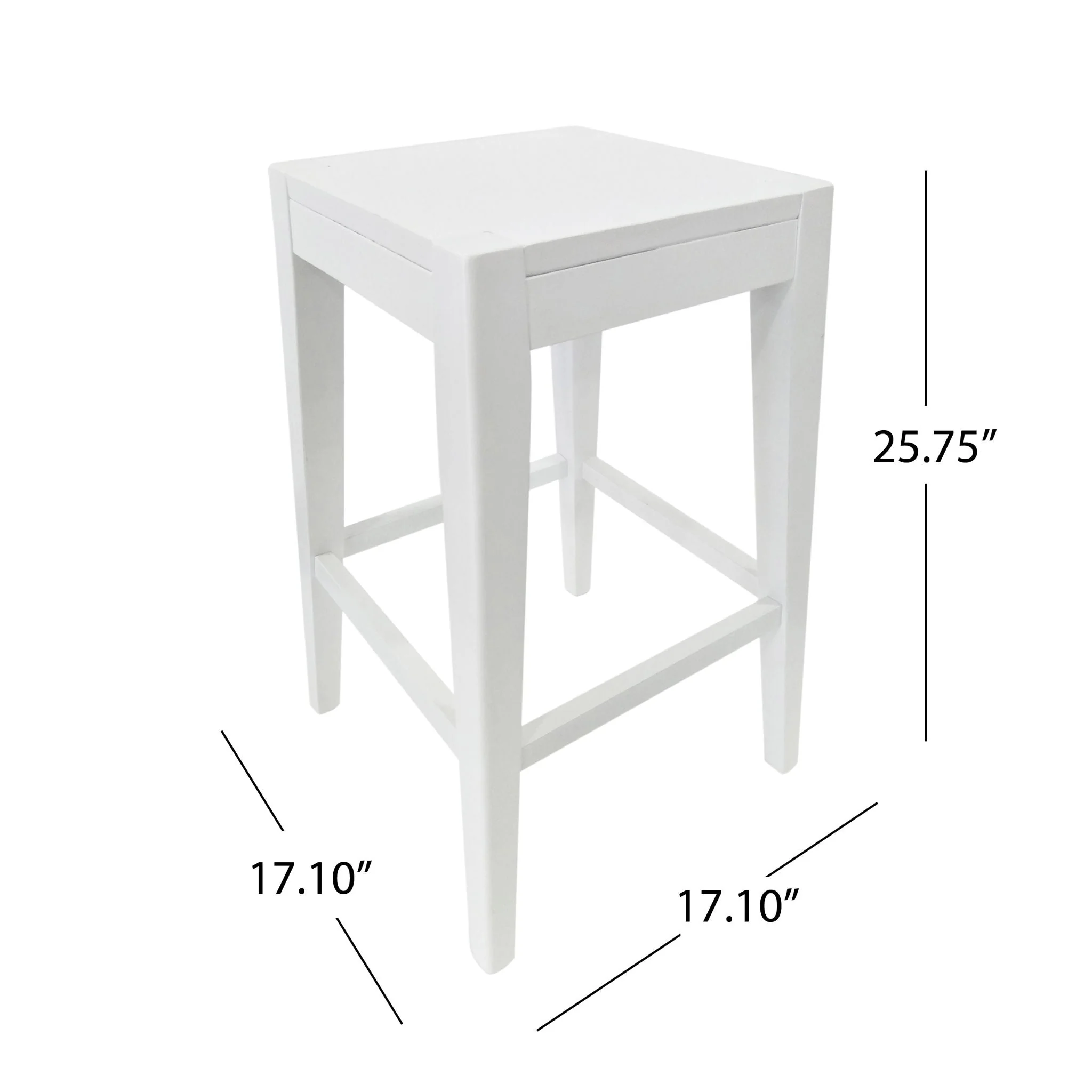 Counter Barstool (Set of 2), Rubber Wood - White - Image 3