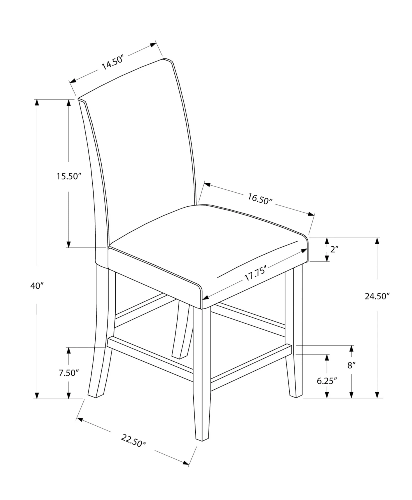 Counter Height Dining Chair Upholstered Look (Set of 2) - Image 4