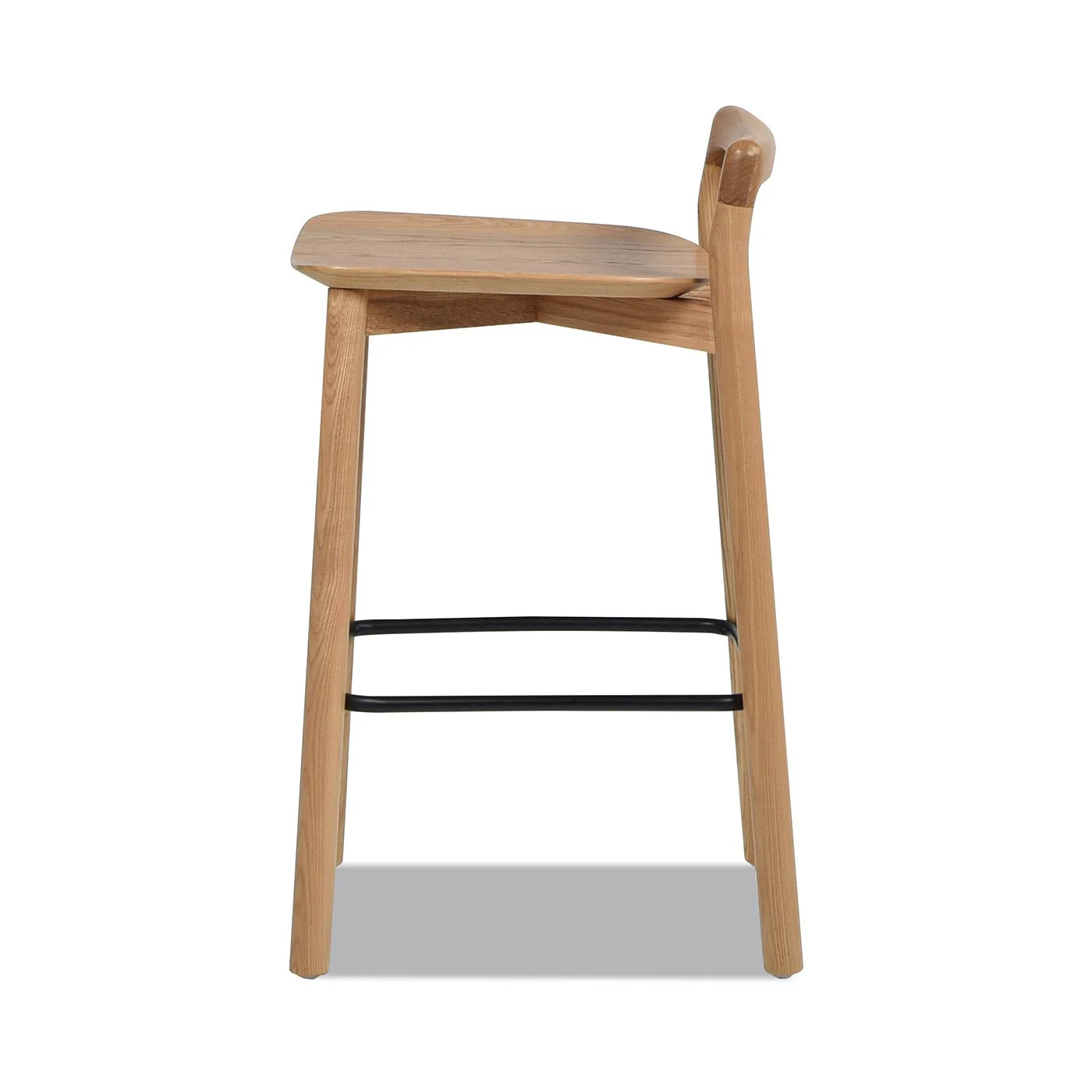 Counter Stool with Low Back and Black Iron Footrest - Image 2