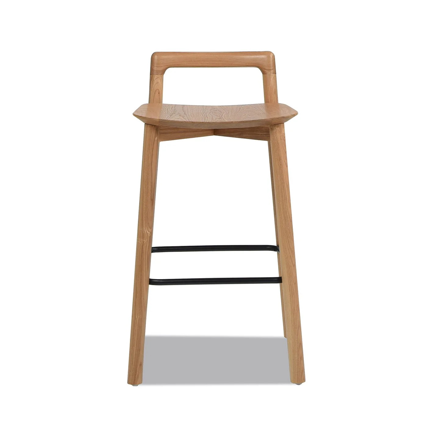 Counter Stool with Low Back and Black Iron Footrest - Image 3