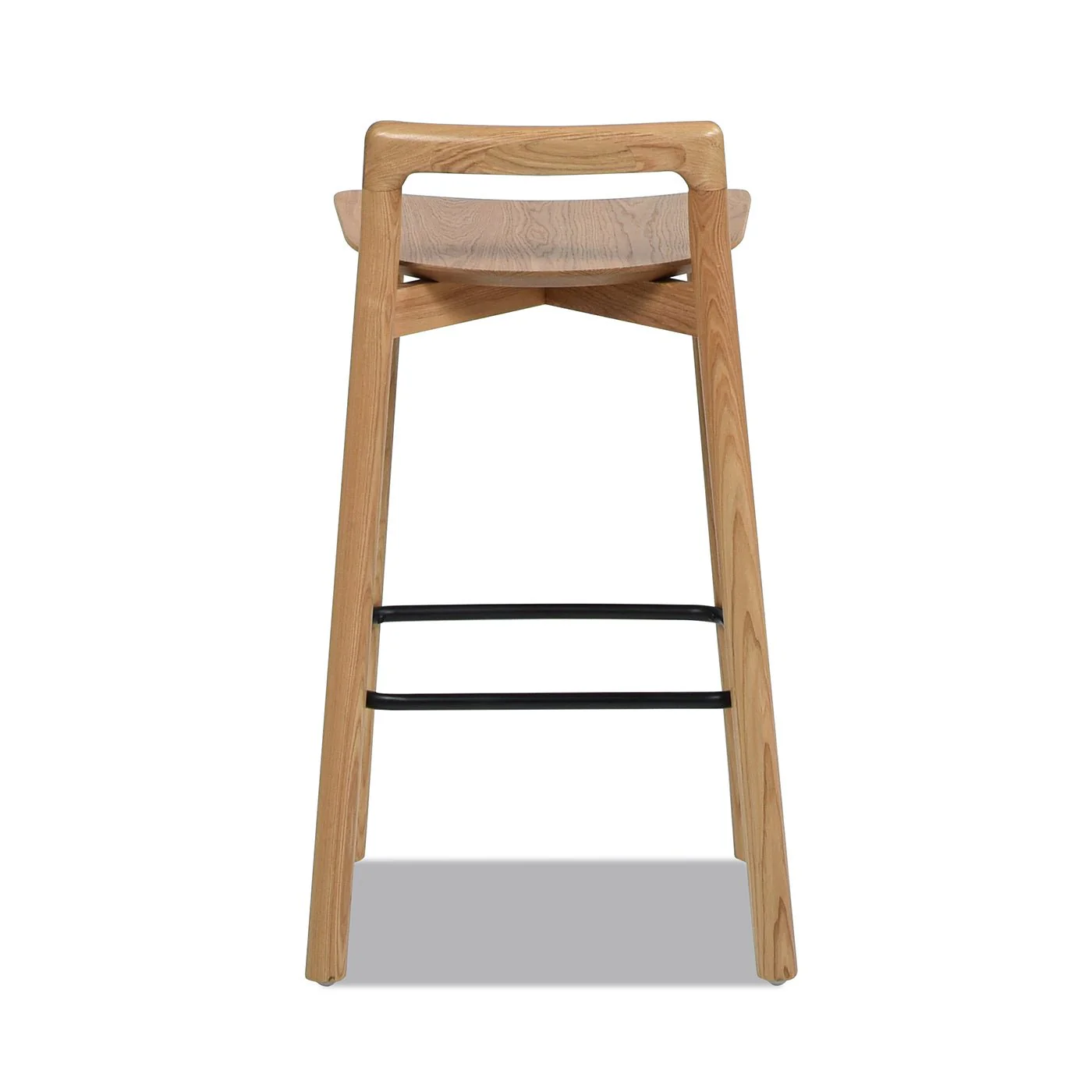 Counter Stool with Low Back and Black Iron Footrest - Image 4