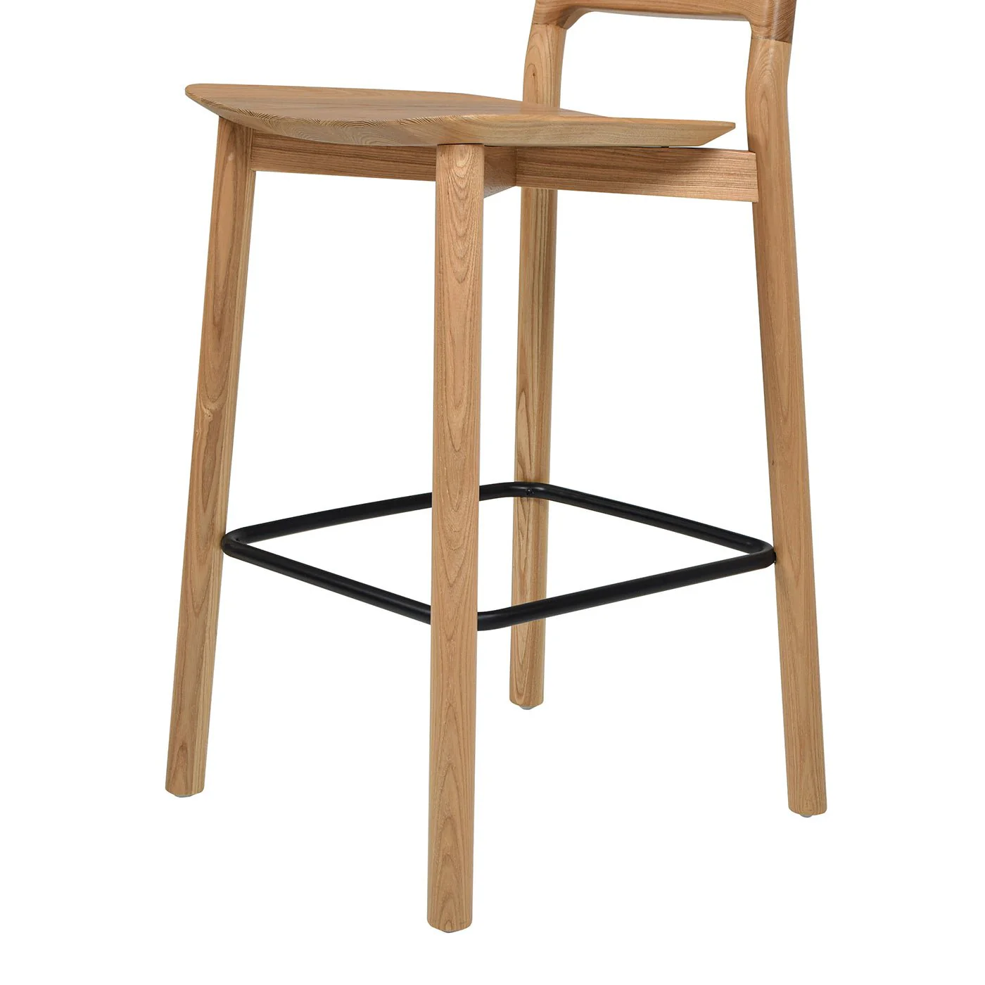 Counter Stool with Low Back and Black Iron Footrest - Image 5