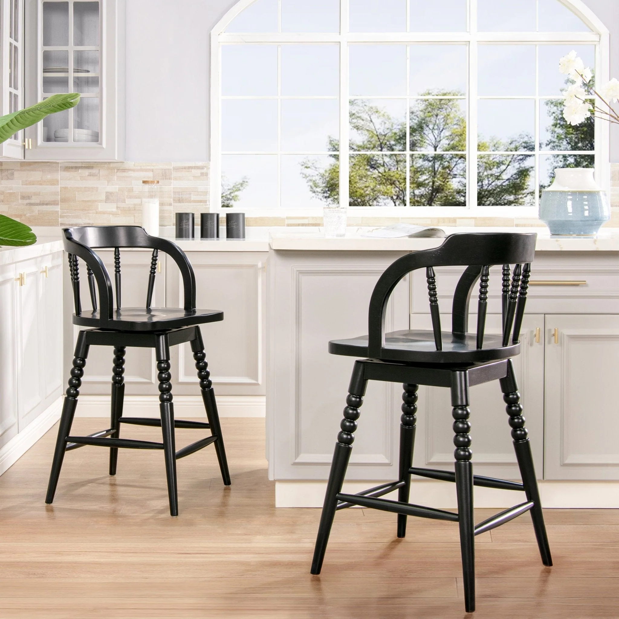 Counter Stool with Spindle Low-Back and Footrest - Image 7