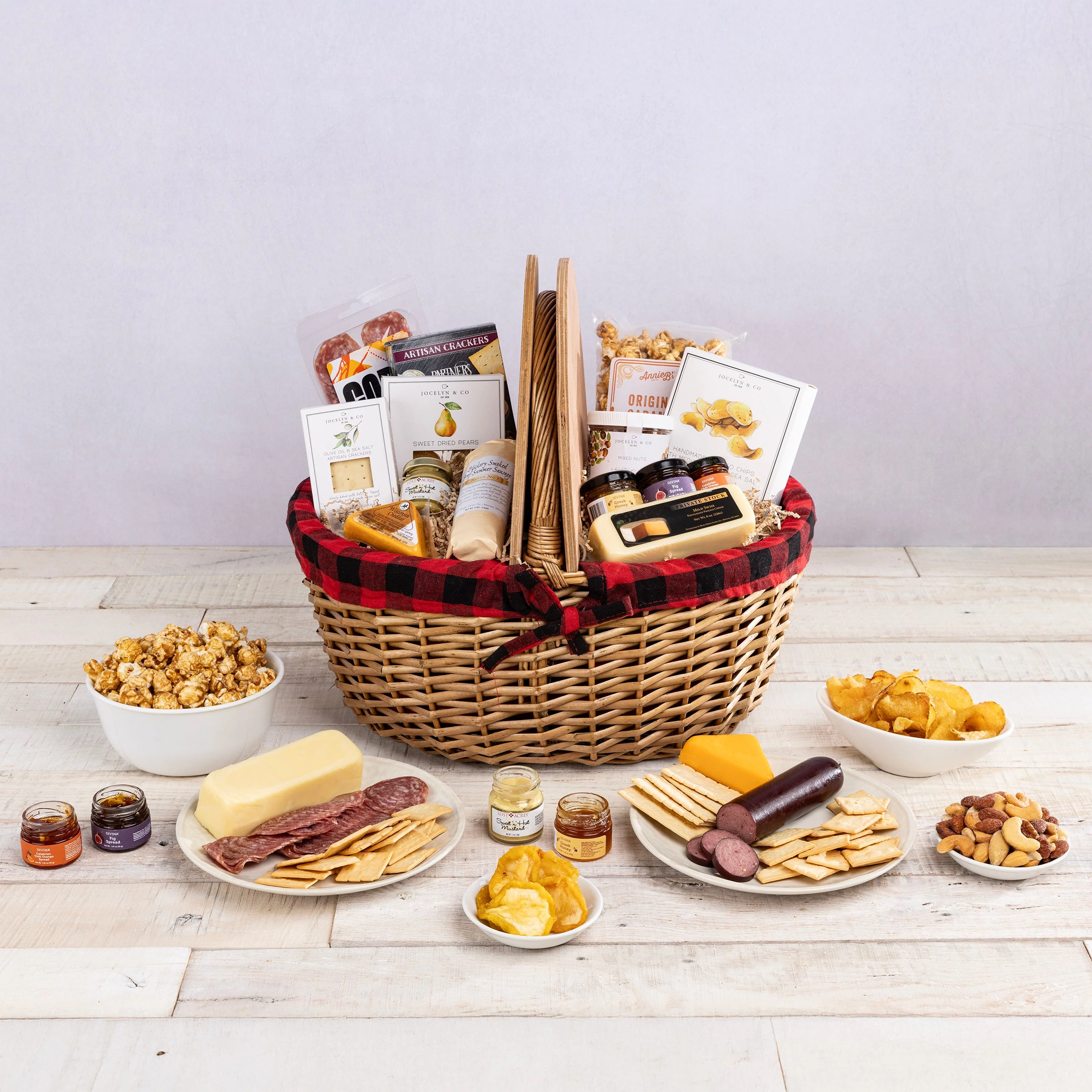 Country Basket with Gourmet Gift Pack - Image 2