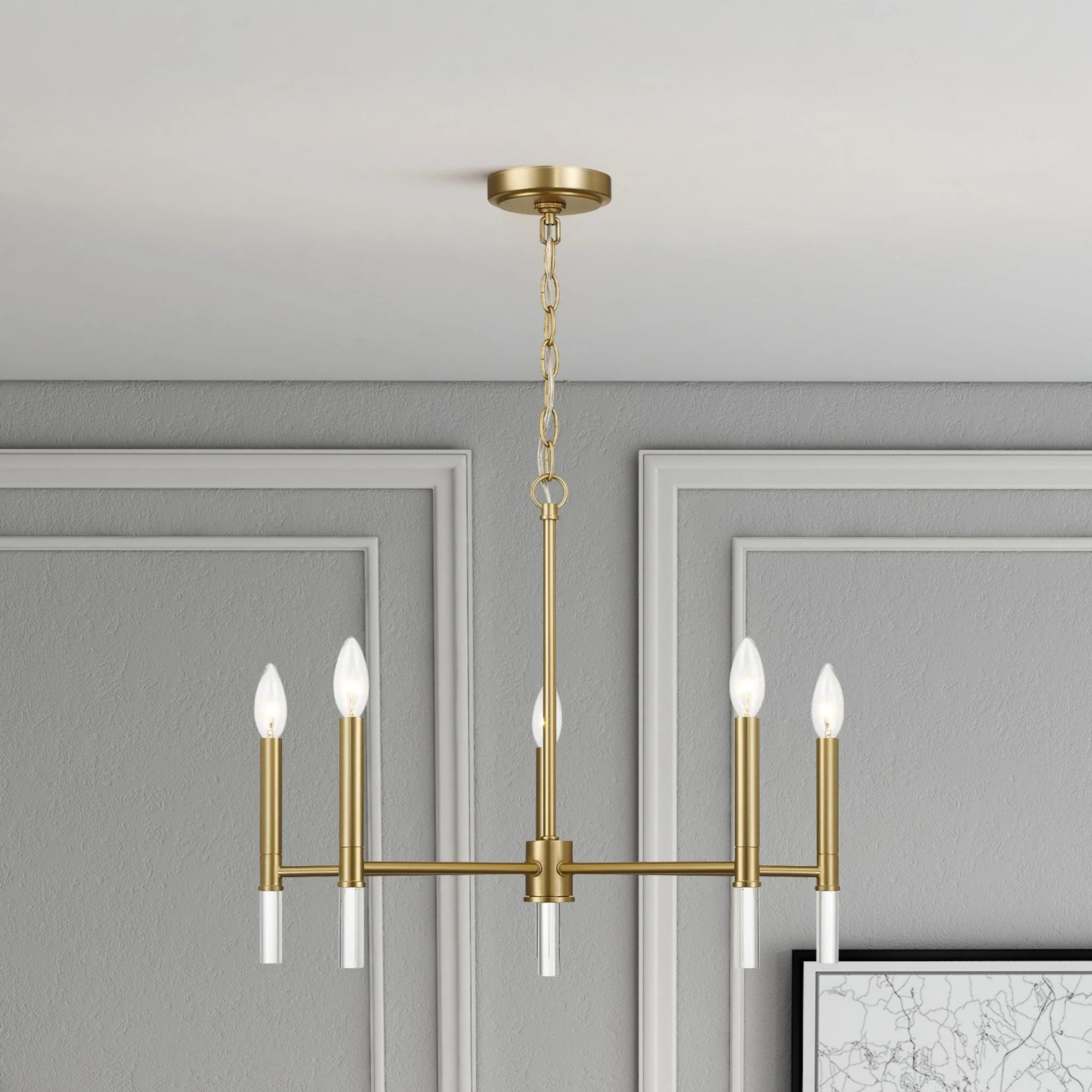 Courtyard Five Light Golden Brass Candle Light Chandelier - Image 2