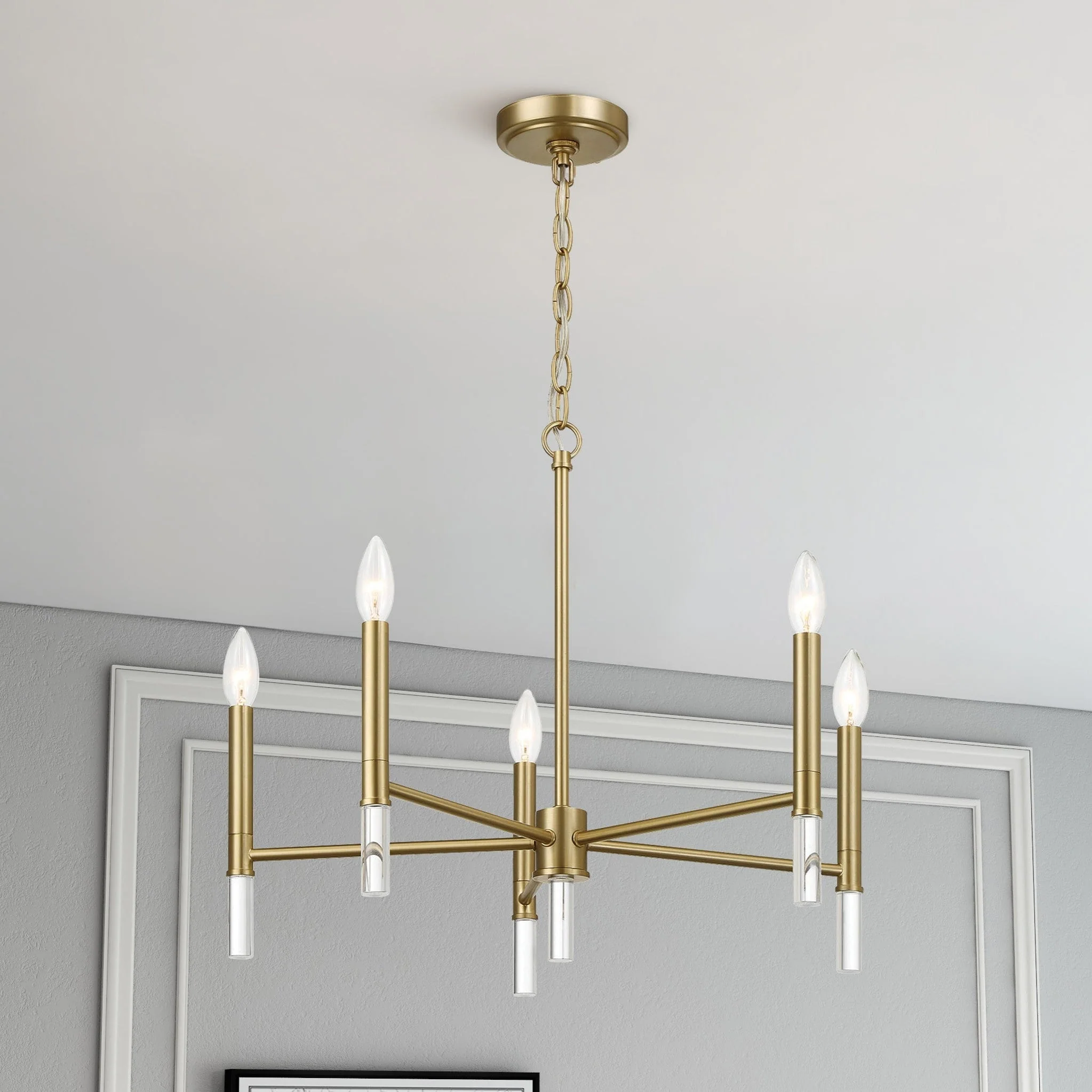 Courtyard Five Light Golden Brass Candle Light Chandelier - Image 4