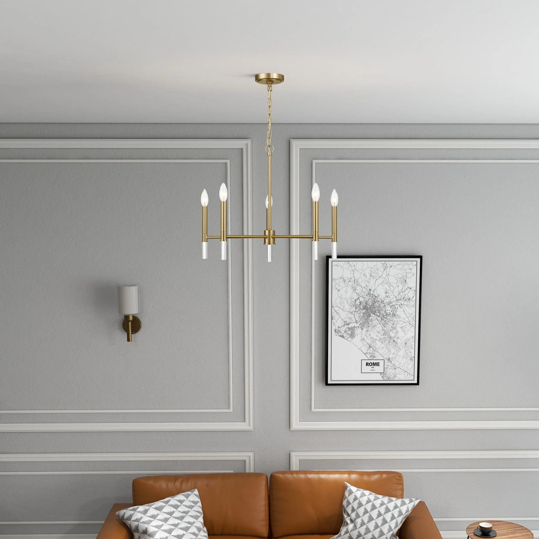Courtyard Five Light Golden Brass Candle Light Chandelier - Image 5
