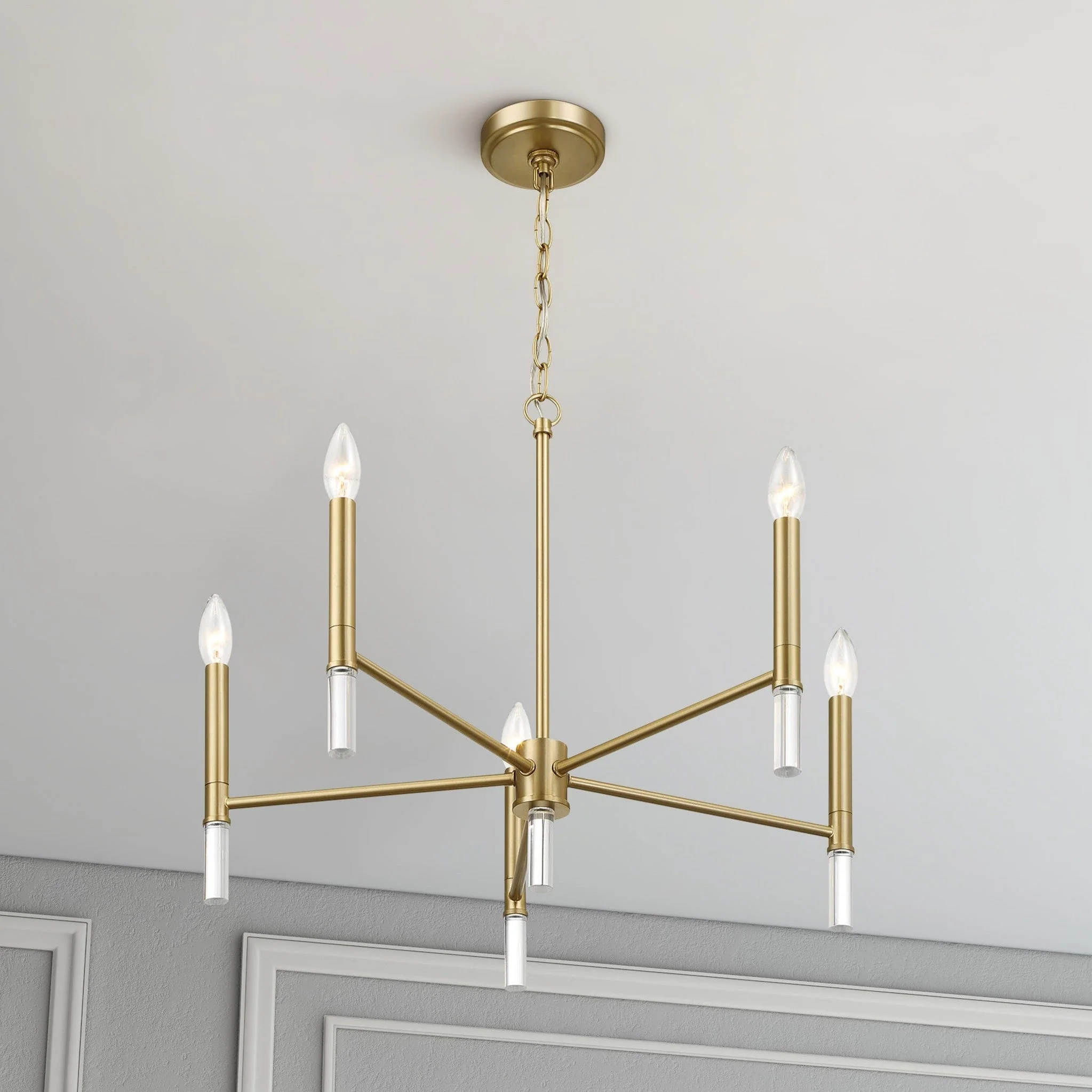 Courtyard Five Light Golden Brass Candle Light Chandelier - Image 6