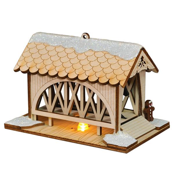 Covered Bridge & Sleigh Gingerbread Lighted Holiday Decoration - Image 2