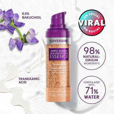 COVERGIRL Simply Ageless Skin Perfector Essence Foundation 75 Rich Deep 1 fl oz - New - Image 7