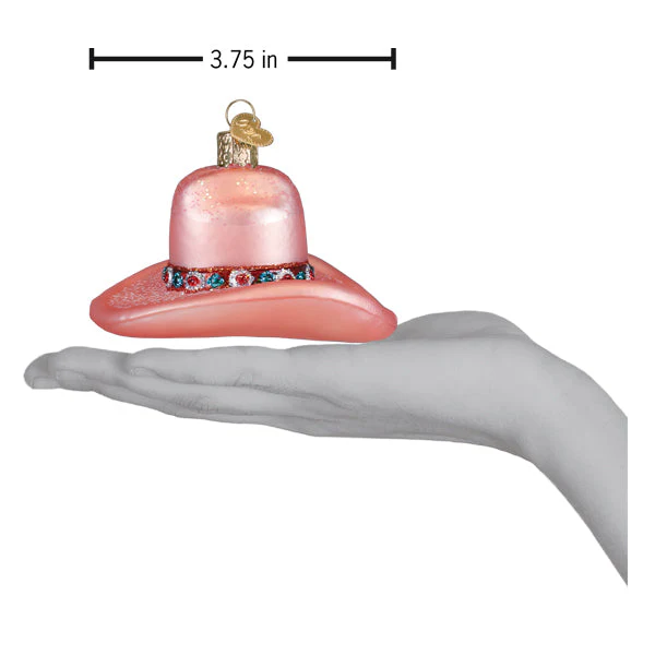 Cowgirl Hat Ornament Pink Sparkly Brim - Image 5