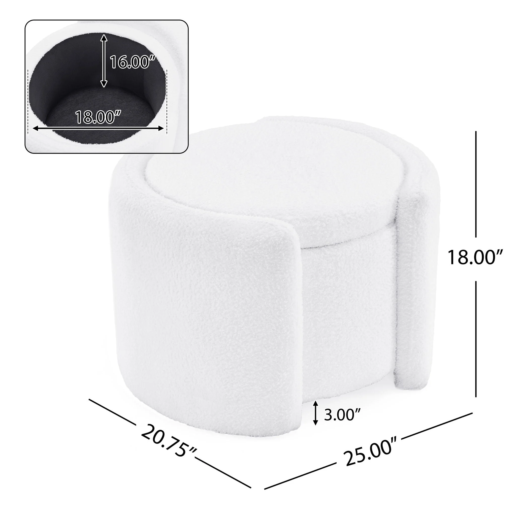 Cozy Boucle Storage Ottoman, Stylish Comfort With Hidden Storage - Image 3