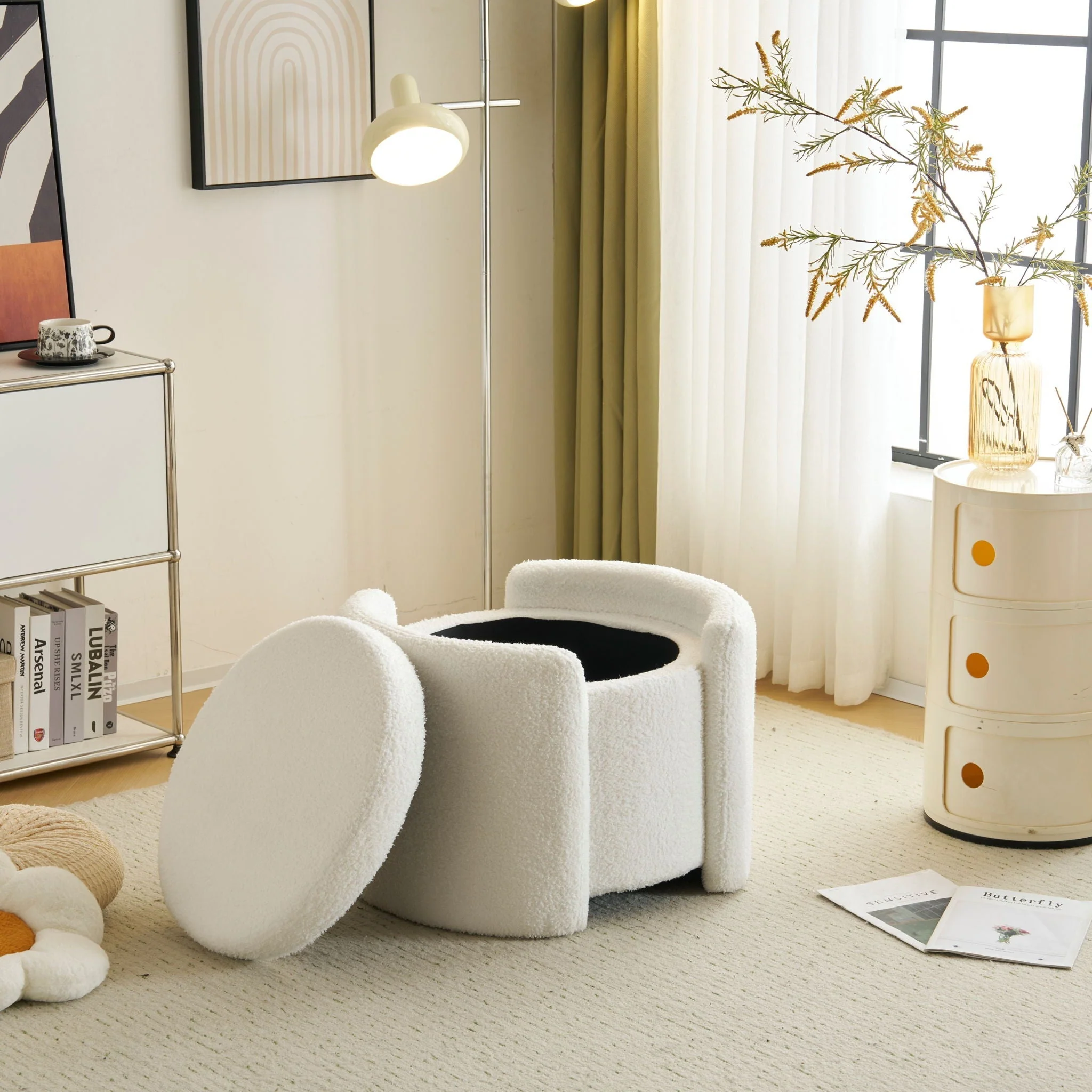 Cozy Boucle Storage Ottoman, Stylish Comfort With Hidden Storage - Image 4