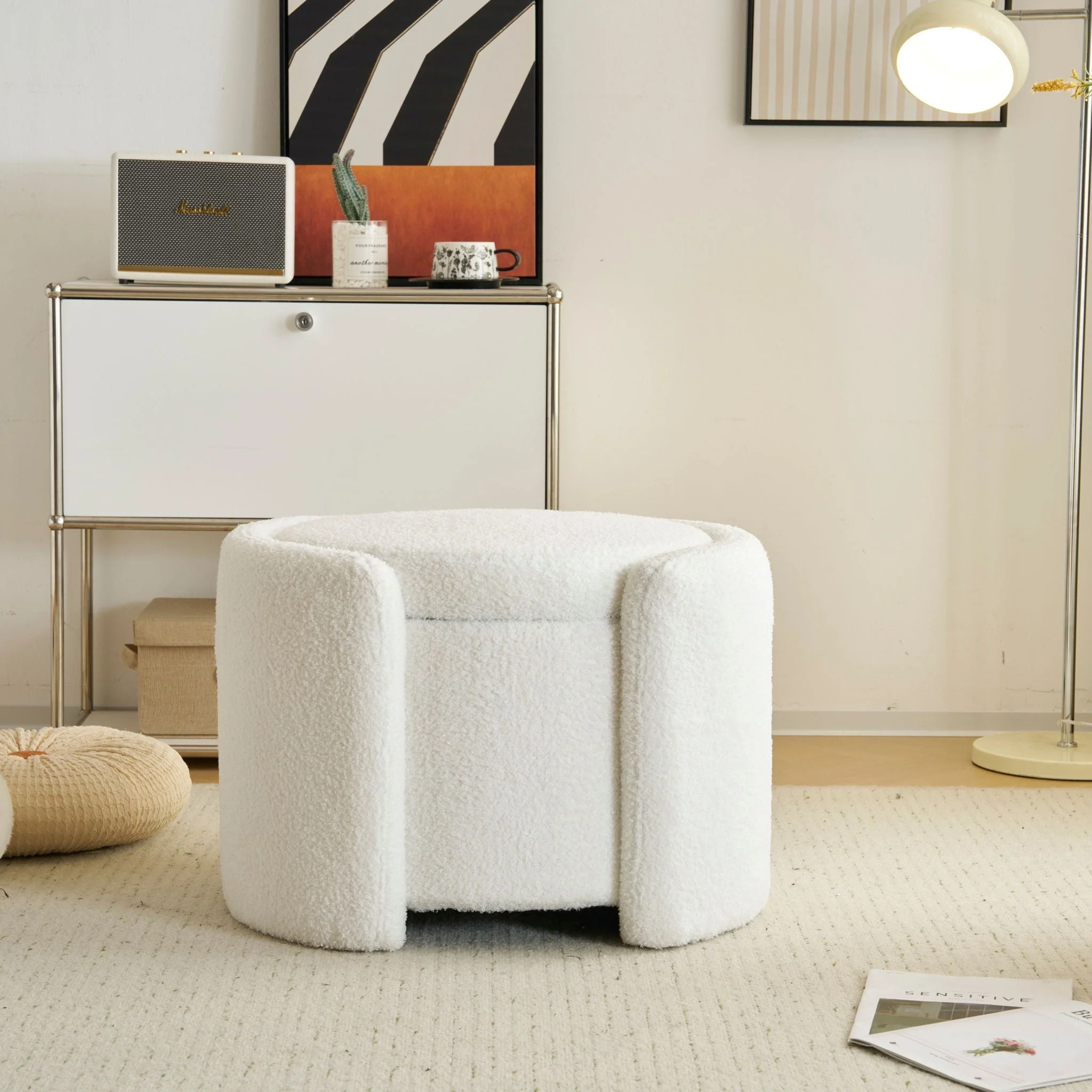 Cozy Boucle Storage Ottoman, Stylish Comfort With Hidden Storage - Image 5