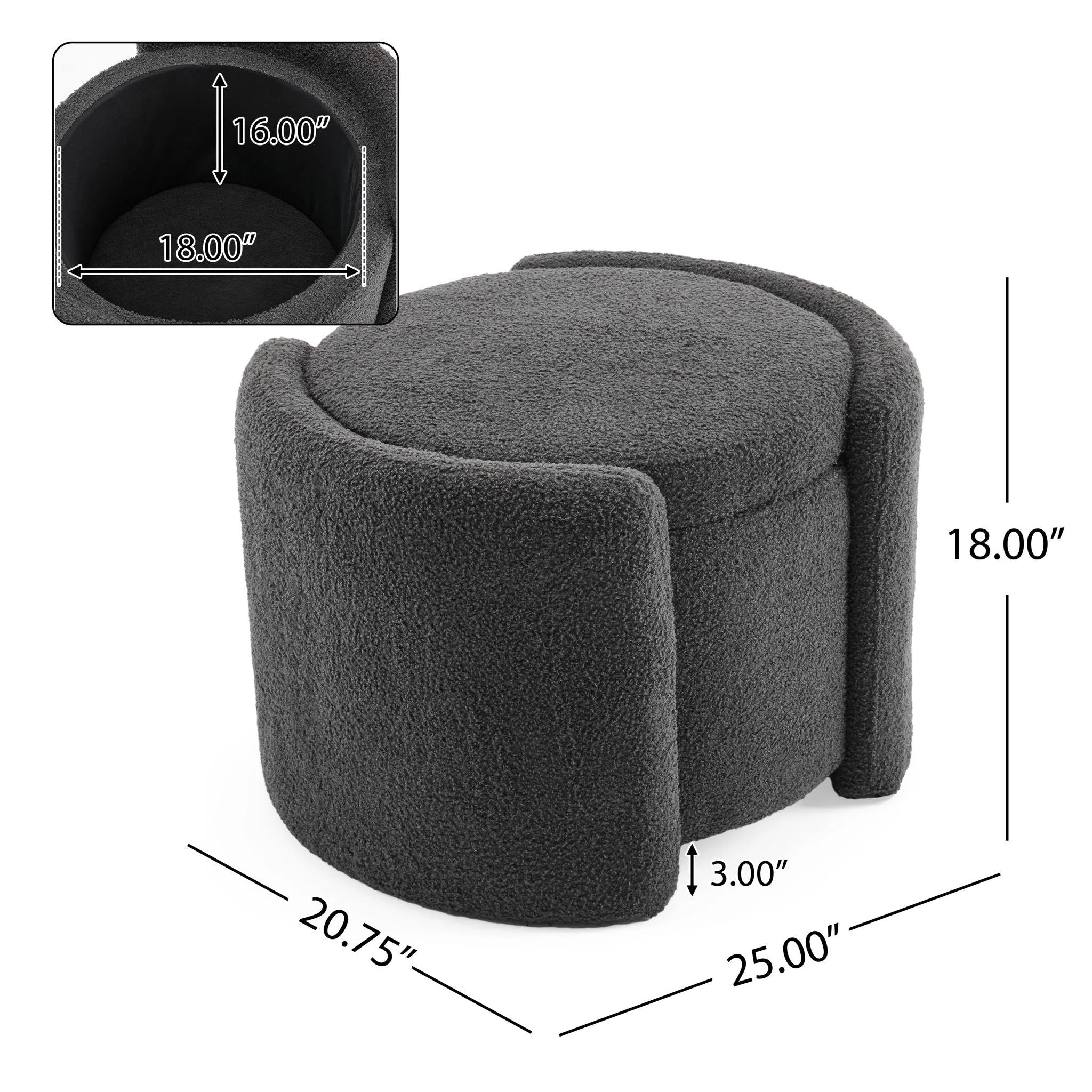 Cozy Boucle Storage Ottoman, Stylish Comfort With Hidden Storage - Image 6