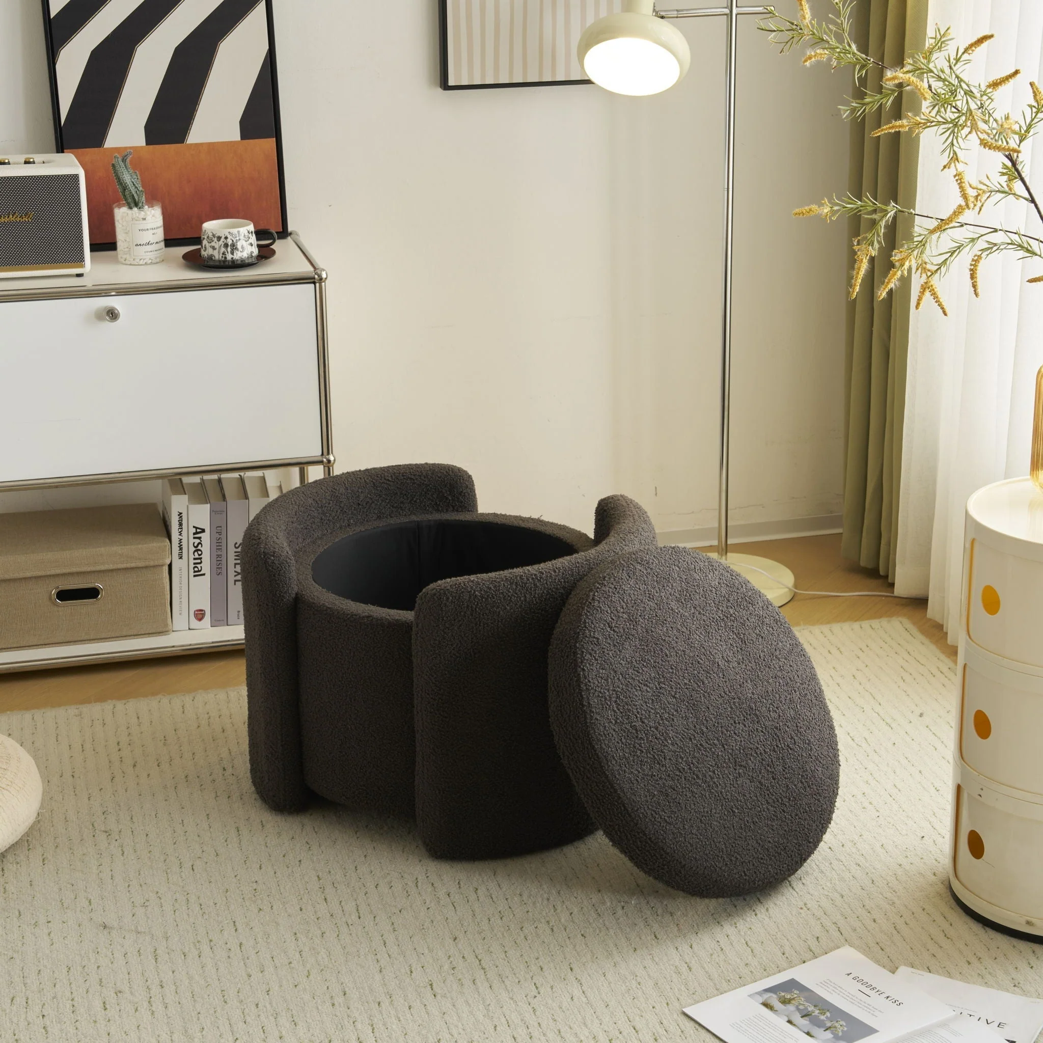Cozy Boucle Storage Ottoman, Stylish Comfort With Hidden Storage - Image 7