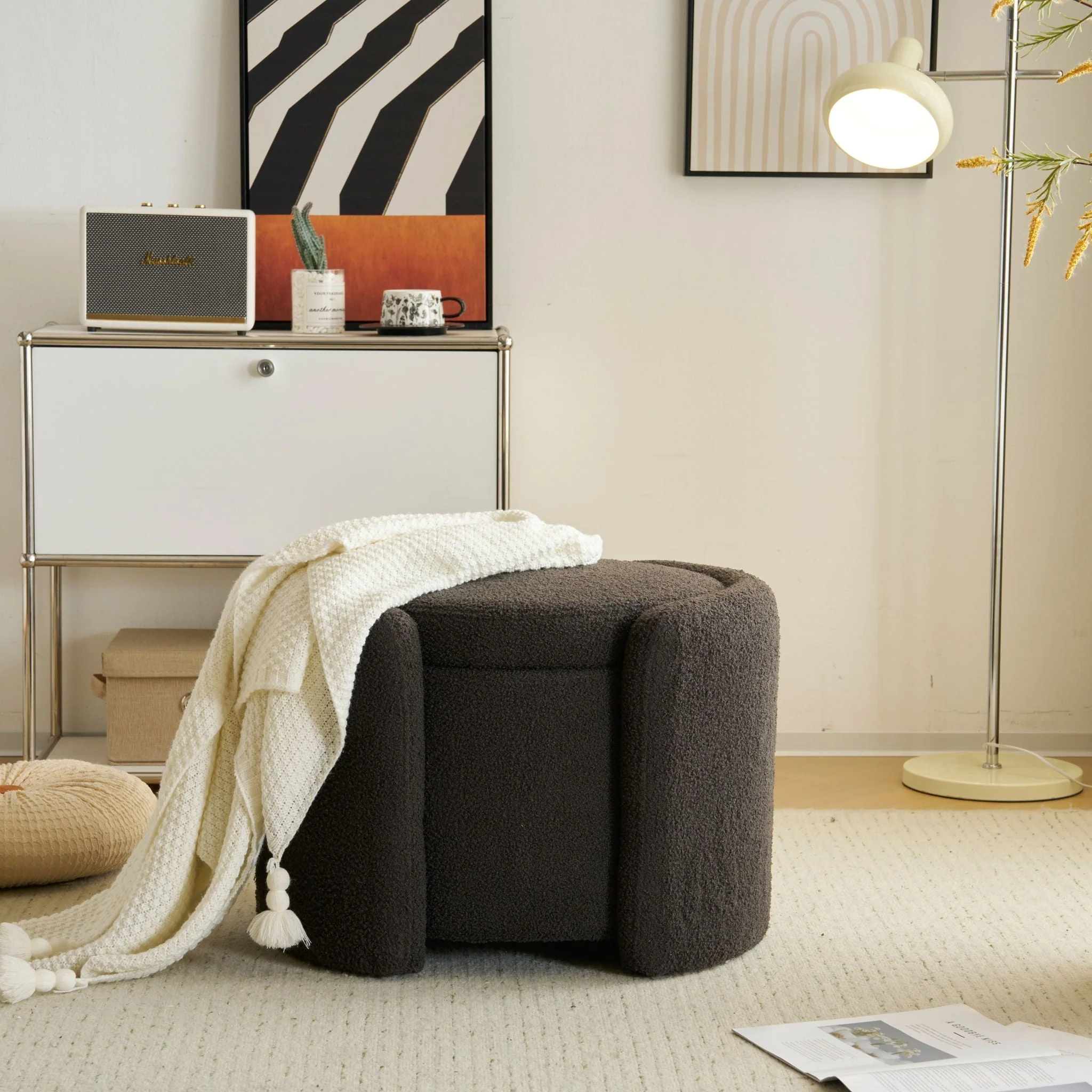 Cozy Boucle Storage Ottoman, Stylish Comfort With Hidden Storage - Image 8
