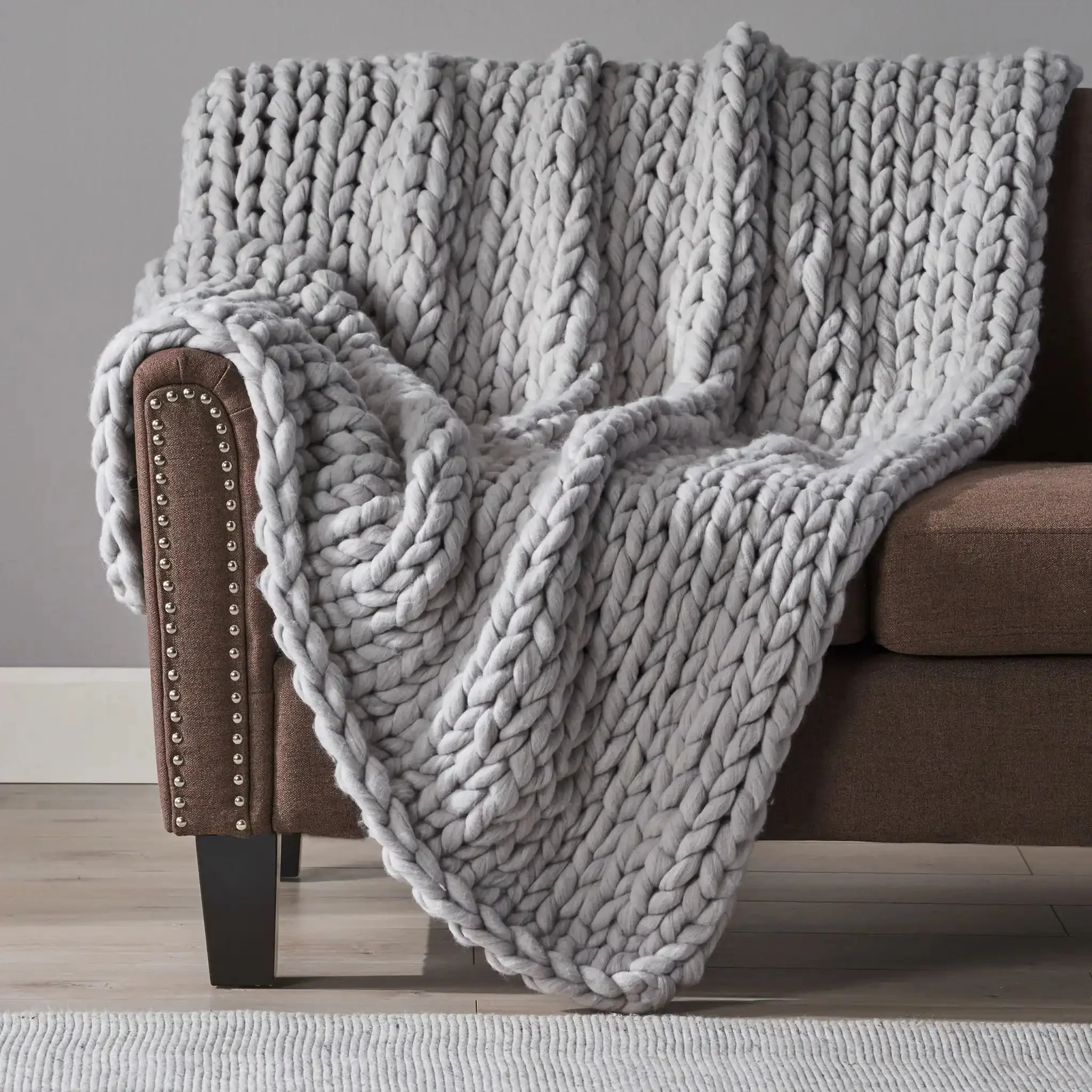 Cozy Knitted Acrylic Throw Blanket With Double Sided Design - Image 3