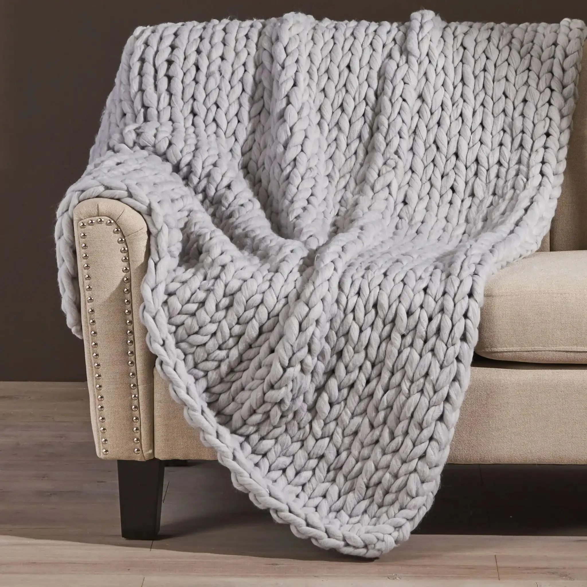 Cozy Knitted Acrylic Throw Blanket With Double Sided Design - Image 4