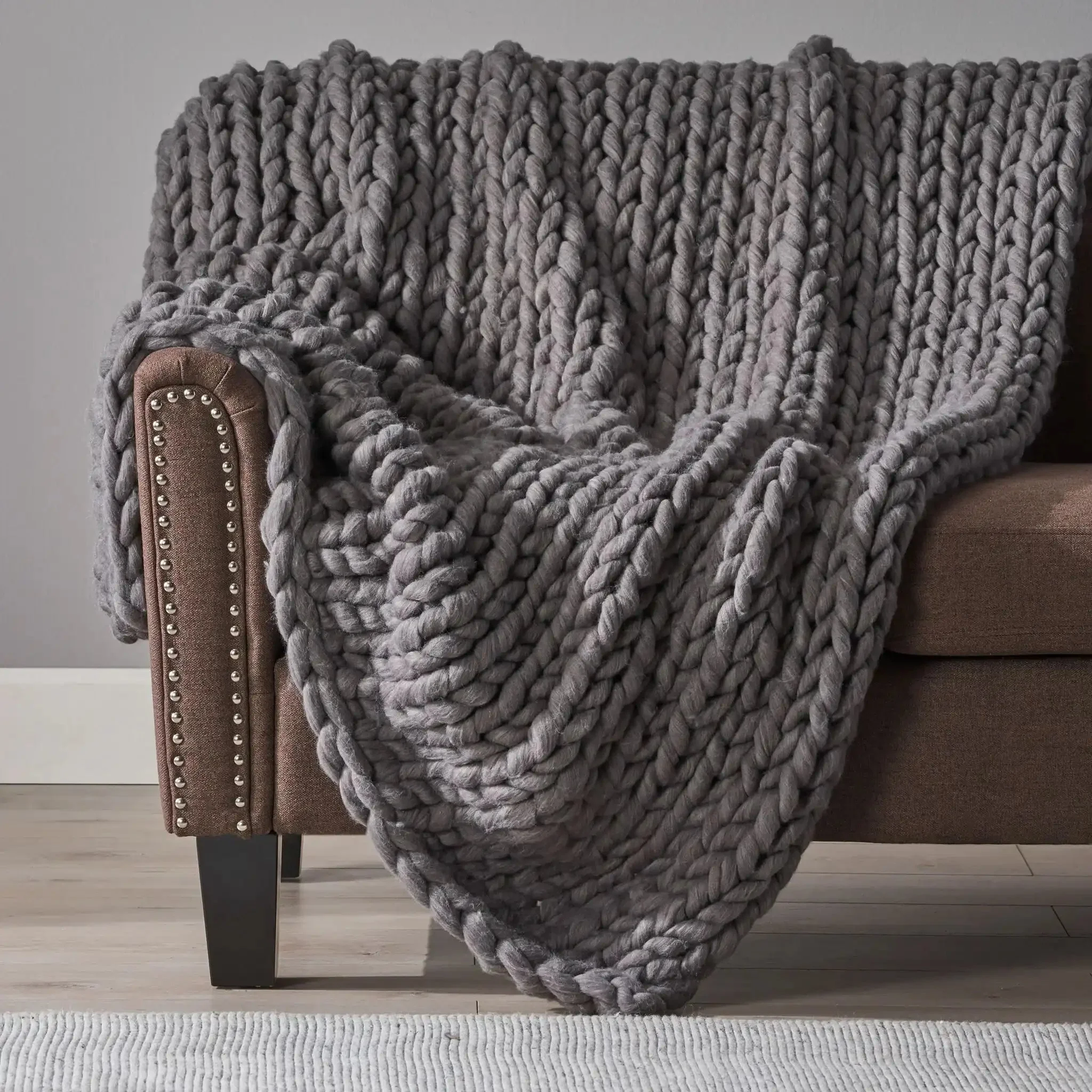 Cozy Knitted Acrylic Throw Blanket With Double Sided Design - Image 7
