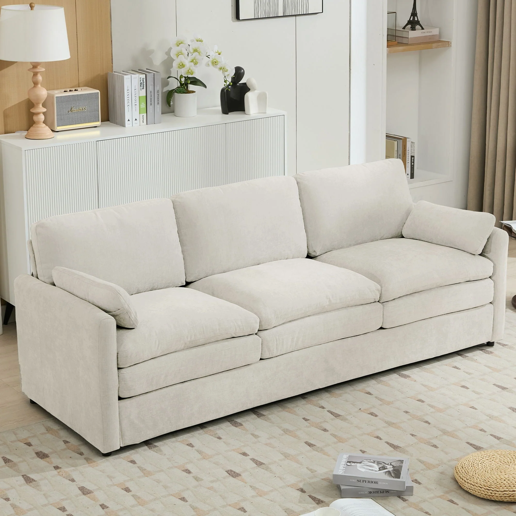 Cozy Upholstered 3 Seater Sofa With Double Cushion - Image 6
